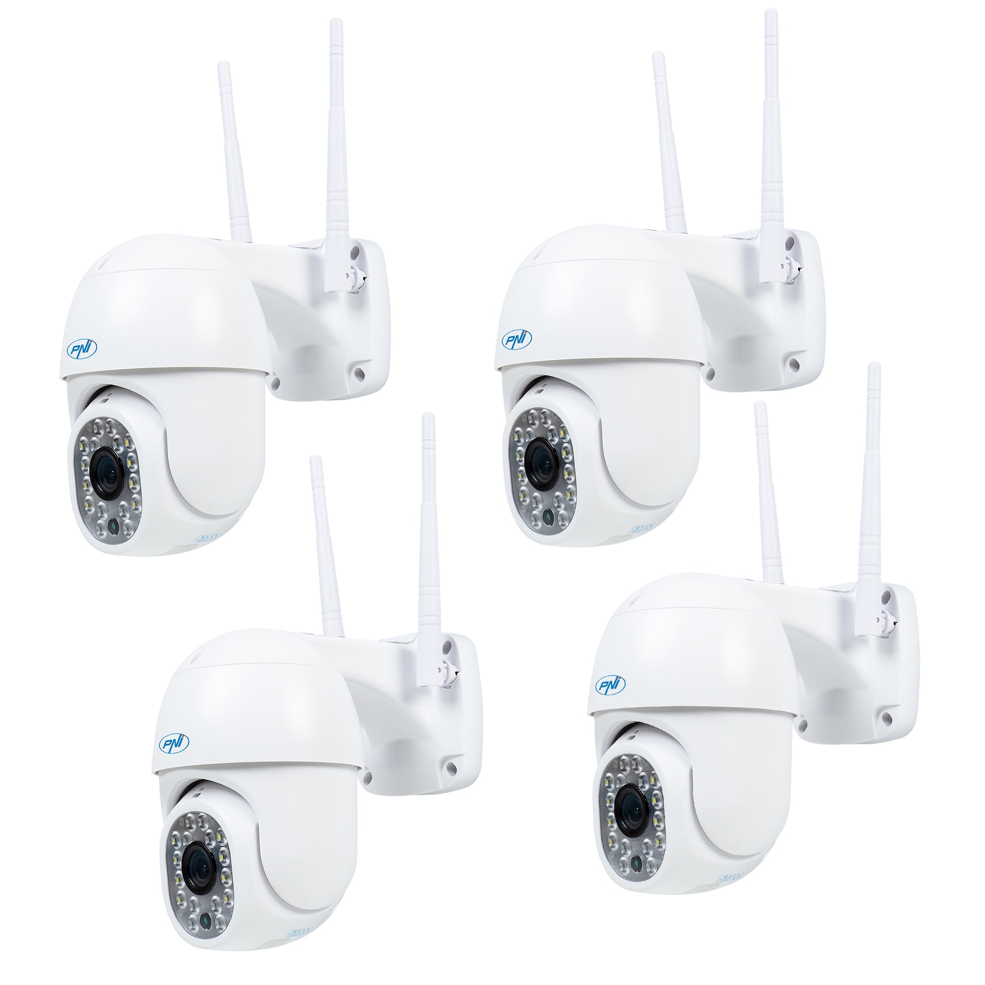 Kit 4bucati Camera supraveghere video wireless PNI IP440 WiFi PTZ, 4MP, zoom digital, slot micro SD, stand-alone, alarma detectie miscare, urmarire miscare