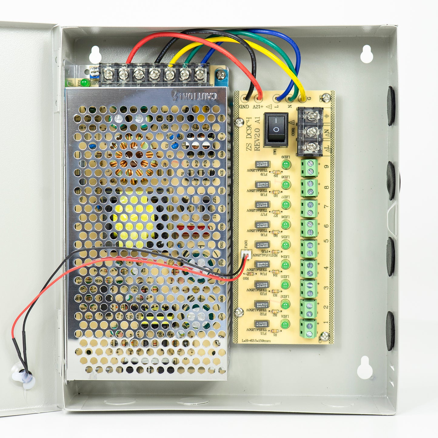 Sursa alimentare CCTV PNI STC15.2A in cutie metalica, 12V 15A 180W, 9 iesiri