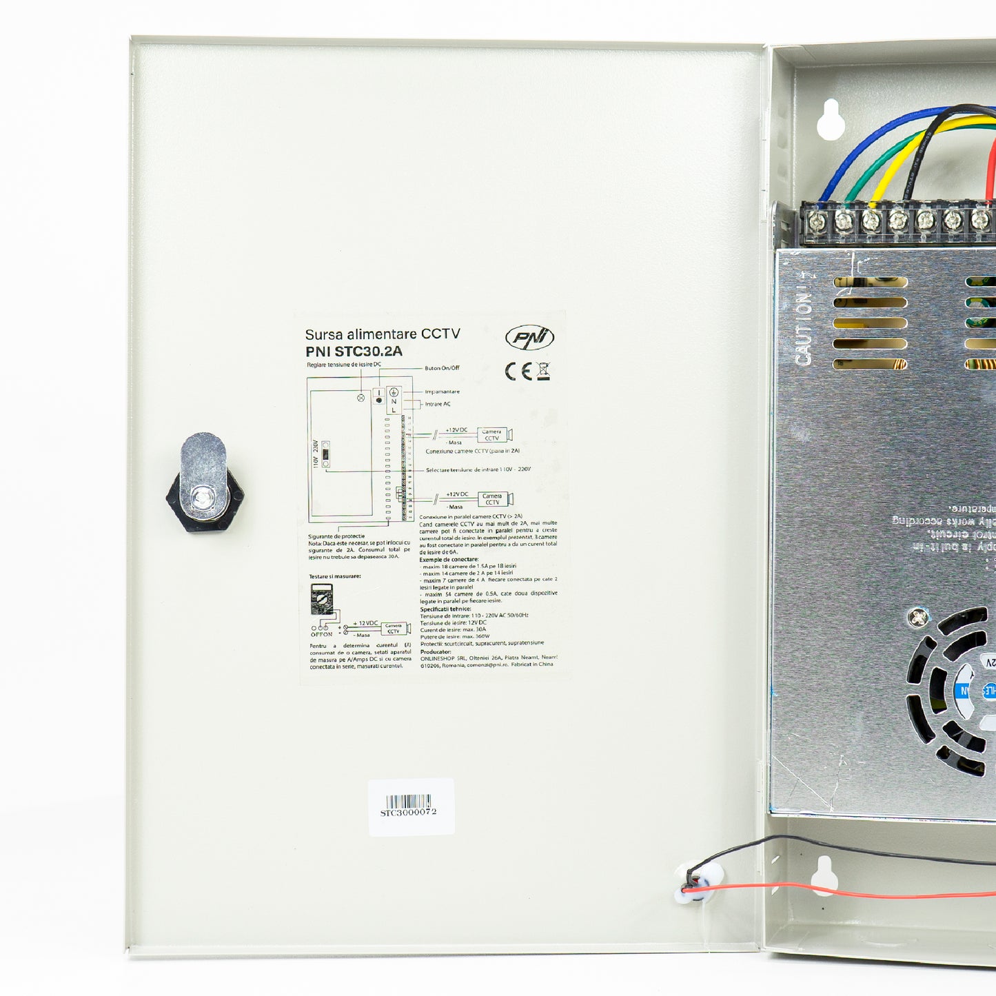 Sursa alimentare CCTV PNI STC30.2A in cutie metalica 12V 30A 360W, 18 iesiri