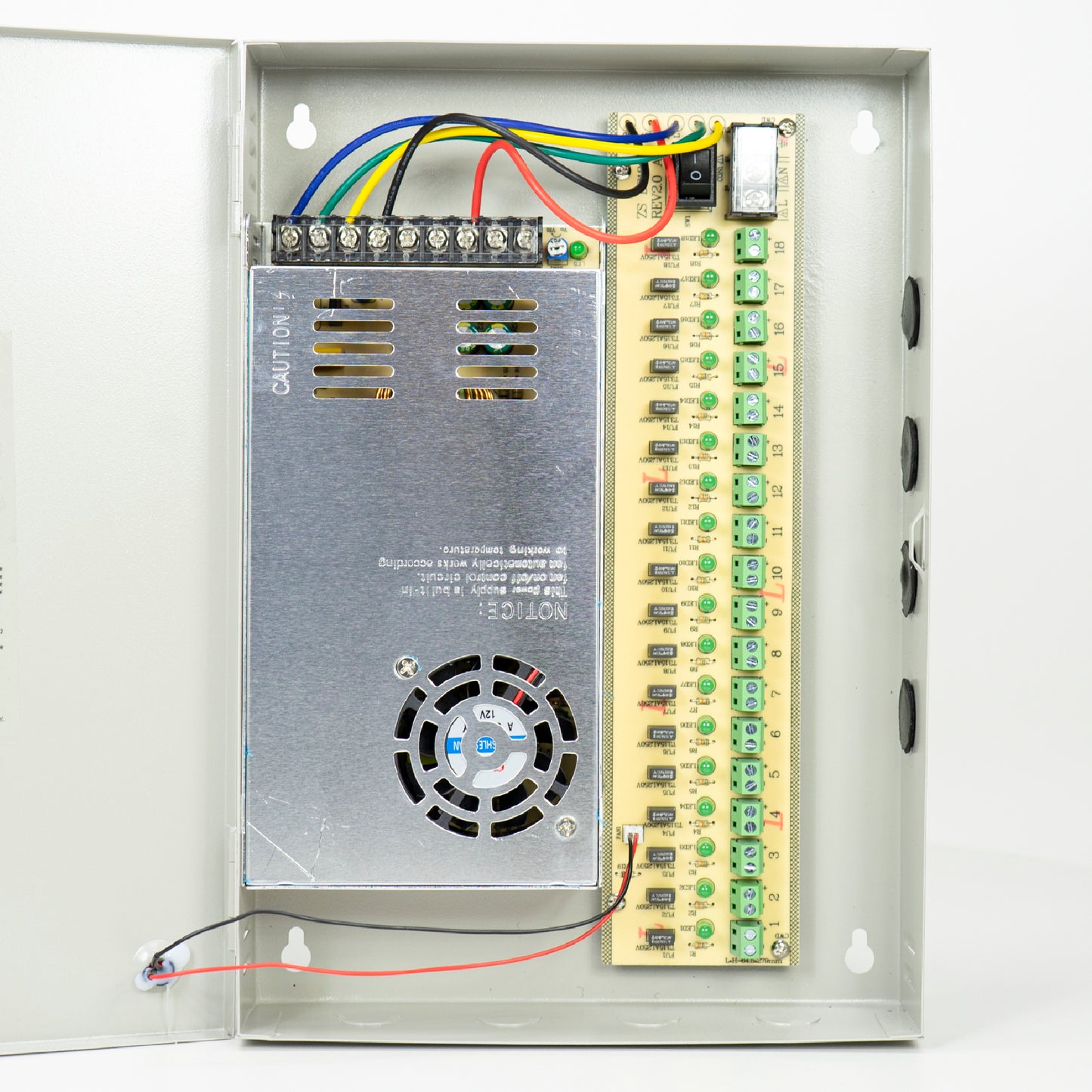 Sursa alimentare CCTV PNI STC30.2A in cutie metalica 12V 30A 360W, 18 iesiri