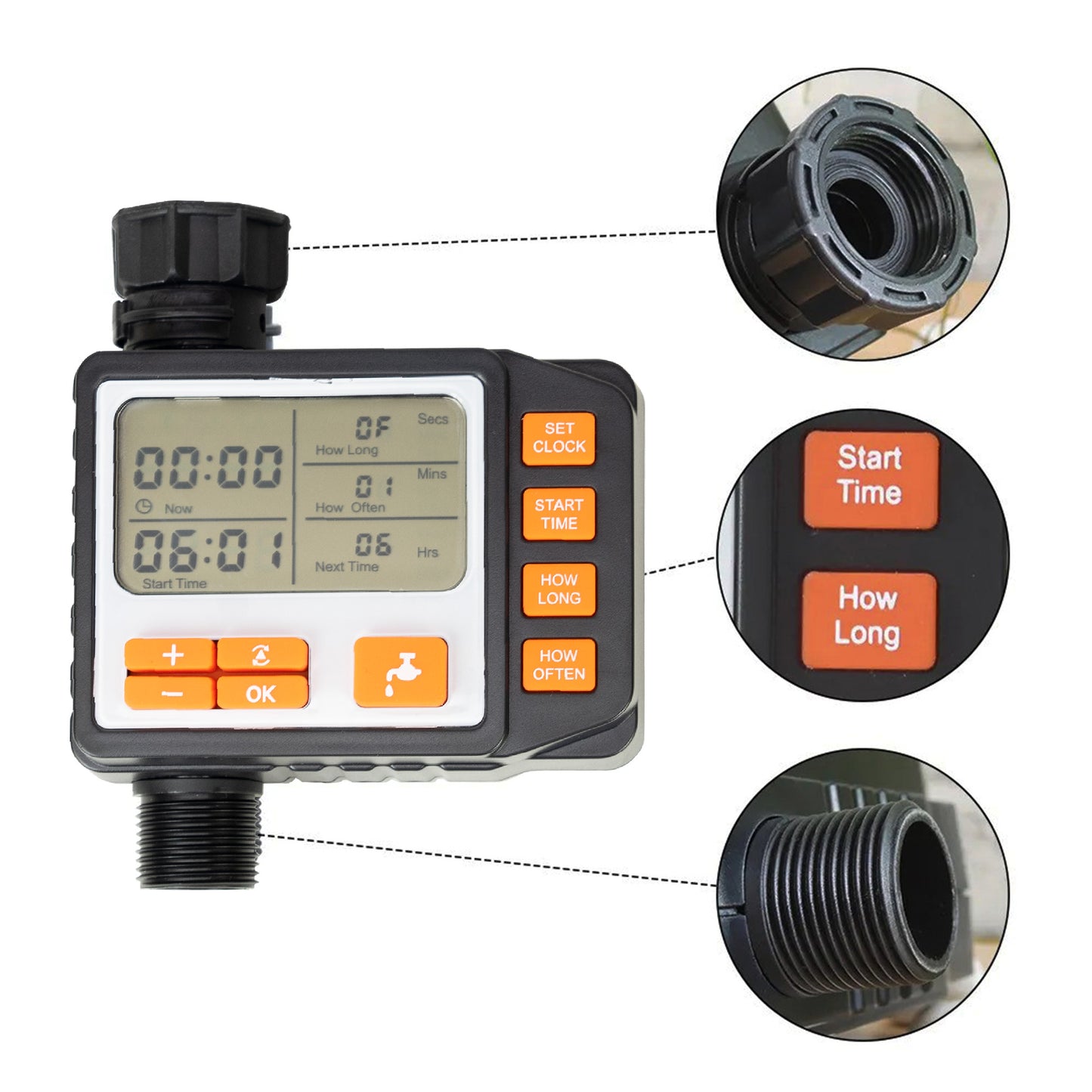 Programator pentru irigare PNI WT11, display LCD, racord 3/4, negru