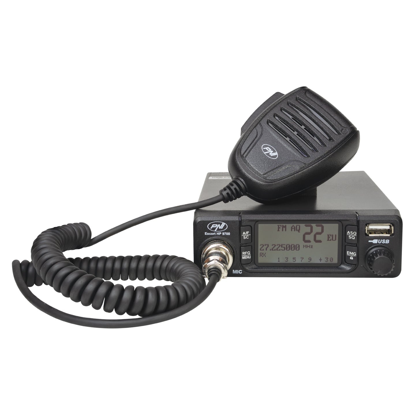 Statie radio CB PNI Escort HP 9700 USB, ANC, ASQ, alimentare 12V / 24V, functie PA, mufa de bricheta inclusa