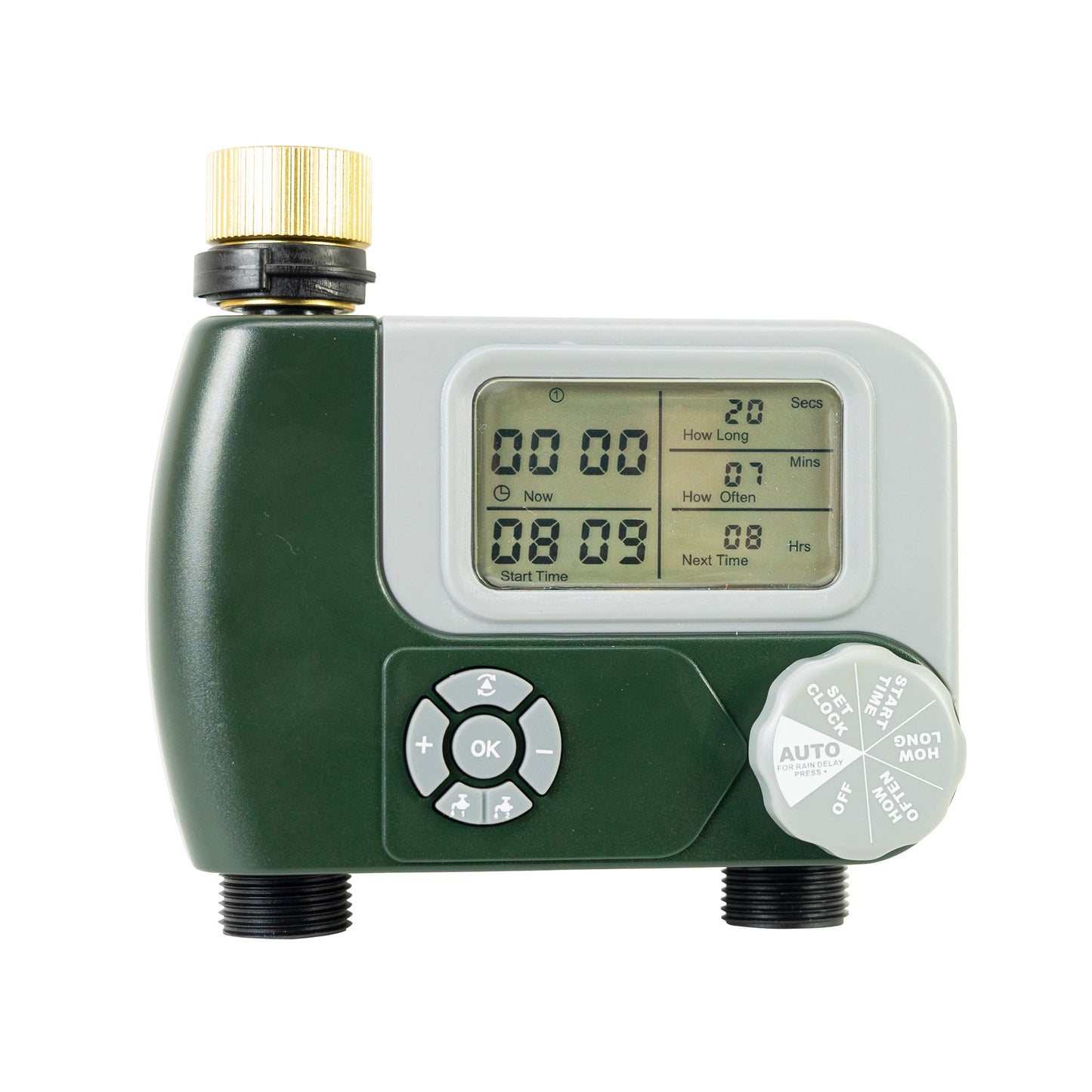 Programator pentru irigare PNI WT10 PRO, display LCD, racord metalic 3/4, 2 iesiri, verde