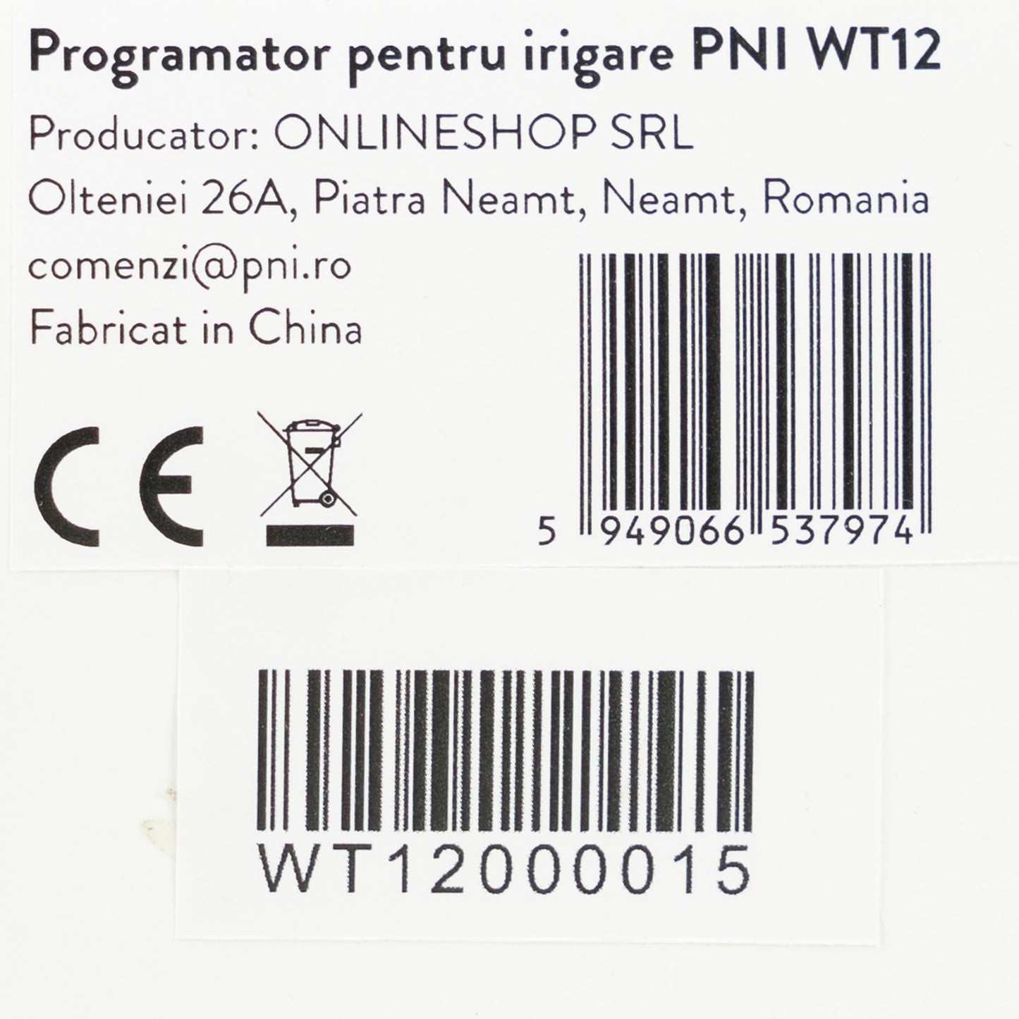 Programator pentru irigare PNI WT12, display LCD, racord 3/4, 2 iesiri, irigare automata si manuala, setare ora, durata si zile irigare