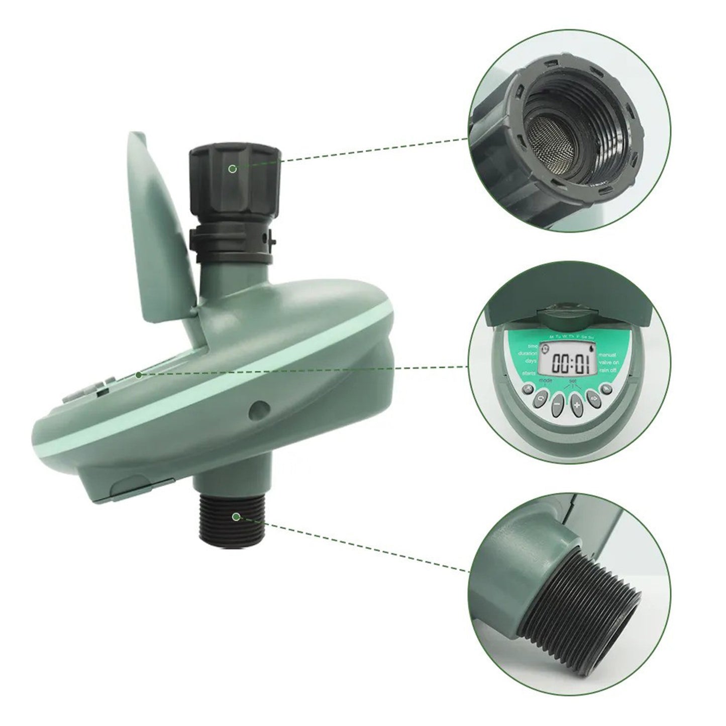 Programator pentru irigare PNI BX-6606, digital, 0.8MPa, capac protectie, verde