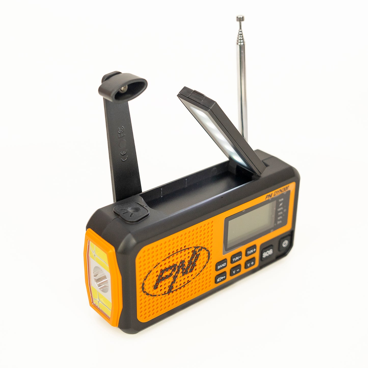 Radio portabil PNI DYN300 cu dinam, incarcare solara, lanterna, powerbank 4000 mAh, SOS, IPX3, orange