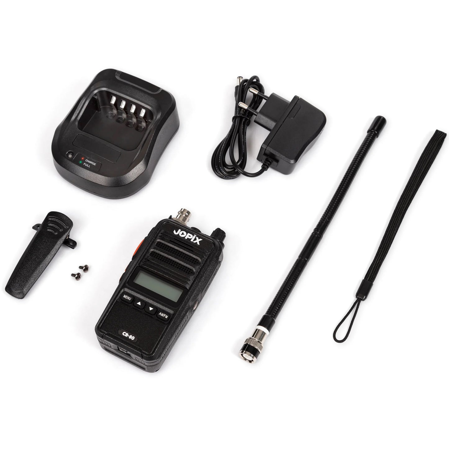 Statie radio portabila CB JOPIX CB-80 AM/FM, ASQ, 40CH, 4W, 2600 mAh Li-Ion, negru