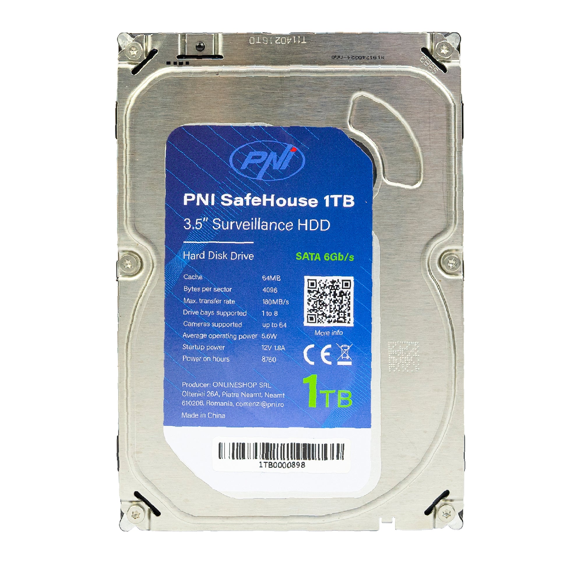 Hard Disk intern PNI SafeHouse 1TB 3.5" HDD, CCTV, 64MB, SATA III, 7200 RPM pentru sisteme de supraveghere