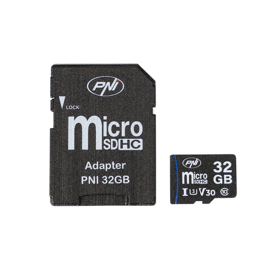 Card de memorie MicroSD PNI 32GB cu adaptor SD, Clasa 10, 80 Mb/s, V30