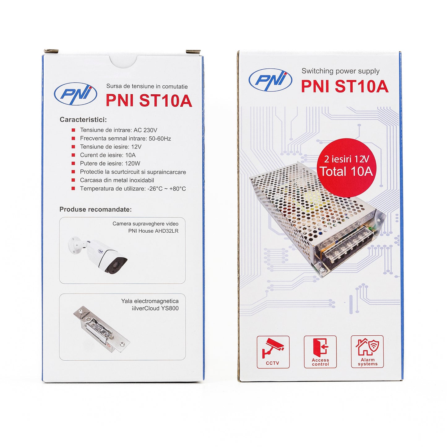 Sursa de tensiune in comutatie PNI ST10A 230V la 12V 10A stabilizata pentru sisteme de supraveghere