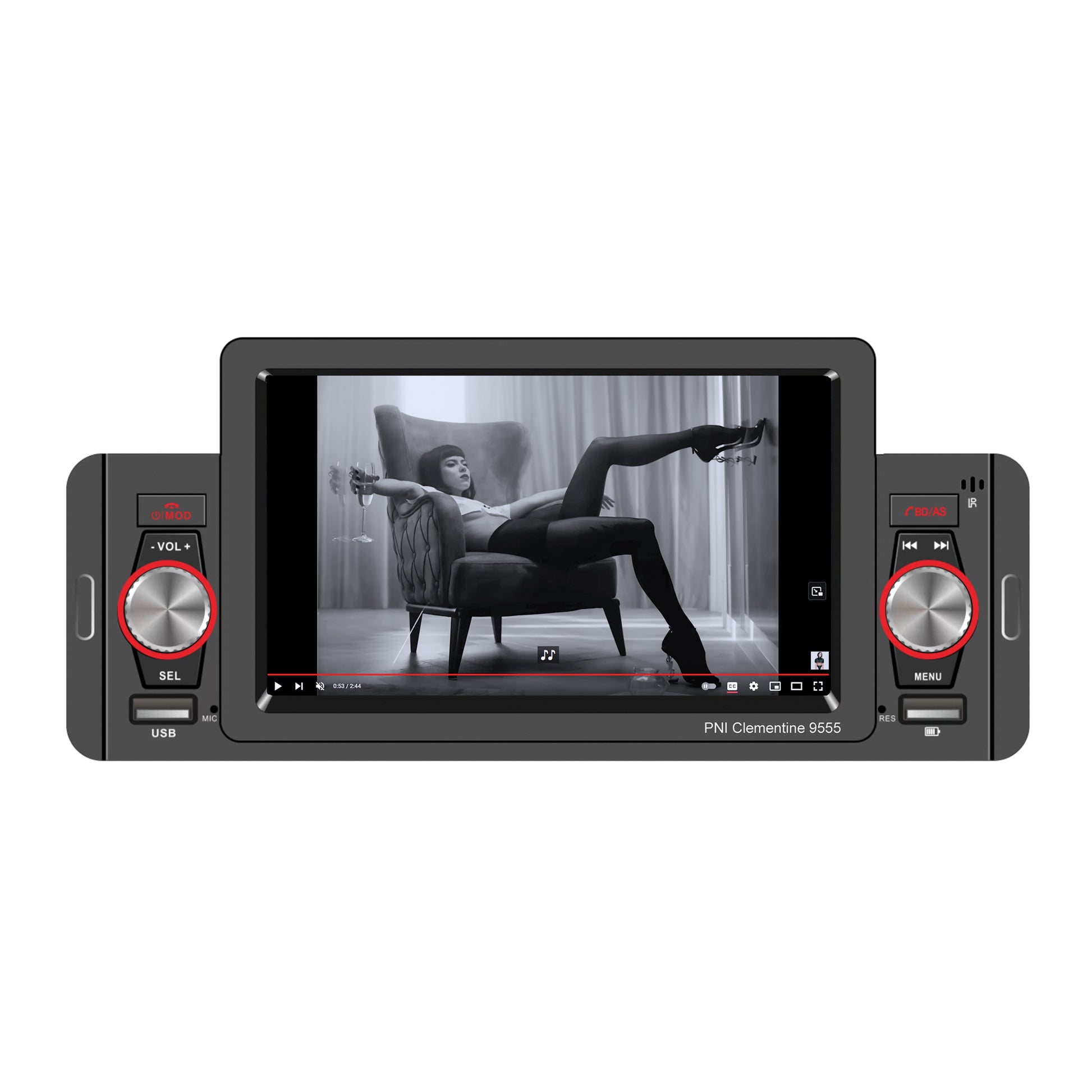 MP5 player auto PNI Clementine 9555 1DIN display 5 inch 4 x 50W, Bluetooth, radio FM, Carplay, functie RDS