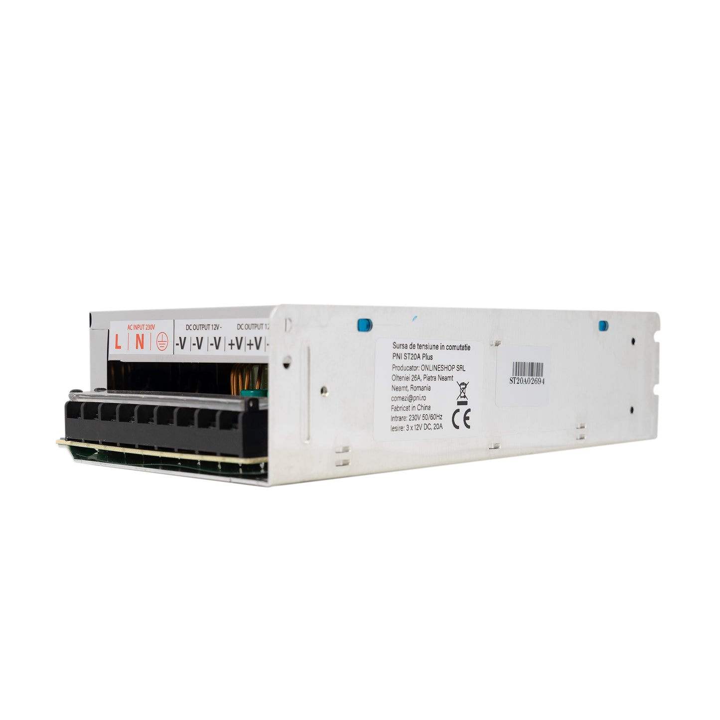 Sursa de tensiune in comutatie PNI ST20A Plus 230V la 12V 20A stabilizata pentru sisteme de supraveghere