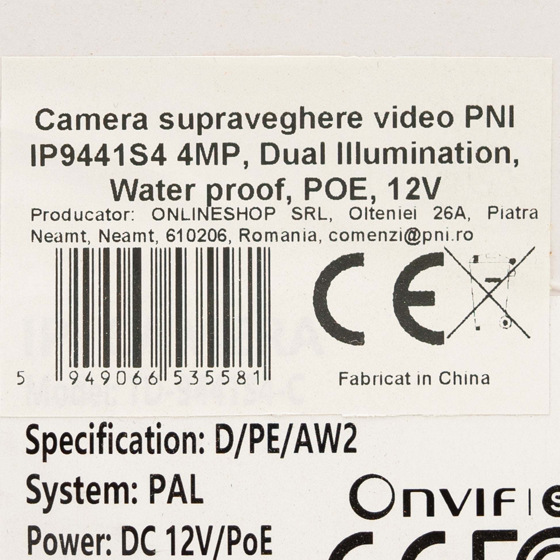 Camera supraveghere video PNI IP9441S4, 4MP, P2P, WDR,  Dual Illumination, slot microSD, 12V, POE, IP67