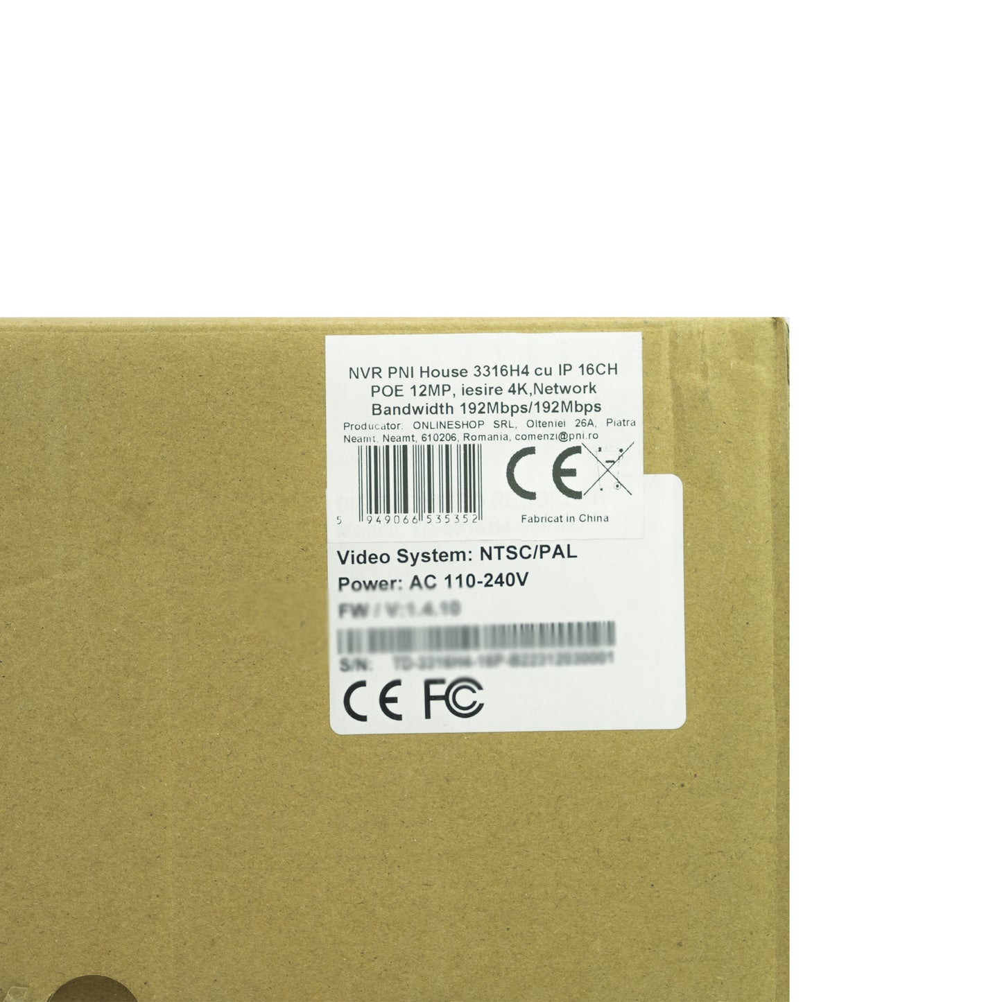 NVR PNI House 3316H4 cu IP 16CH POE 12MP, iesire 4K,Network Bandwidth 192Mbps/192Mbps, 2 x HDMI, 2 x LAN Gigabit, SATA x 4, E-SATA x 1