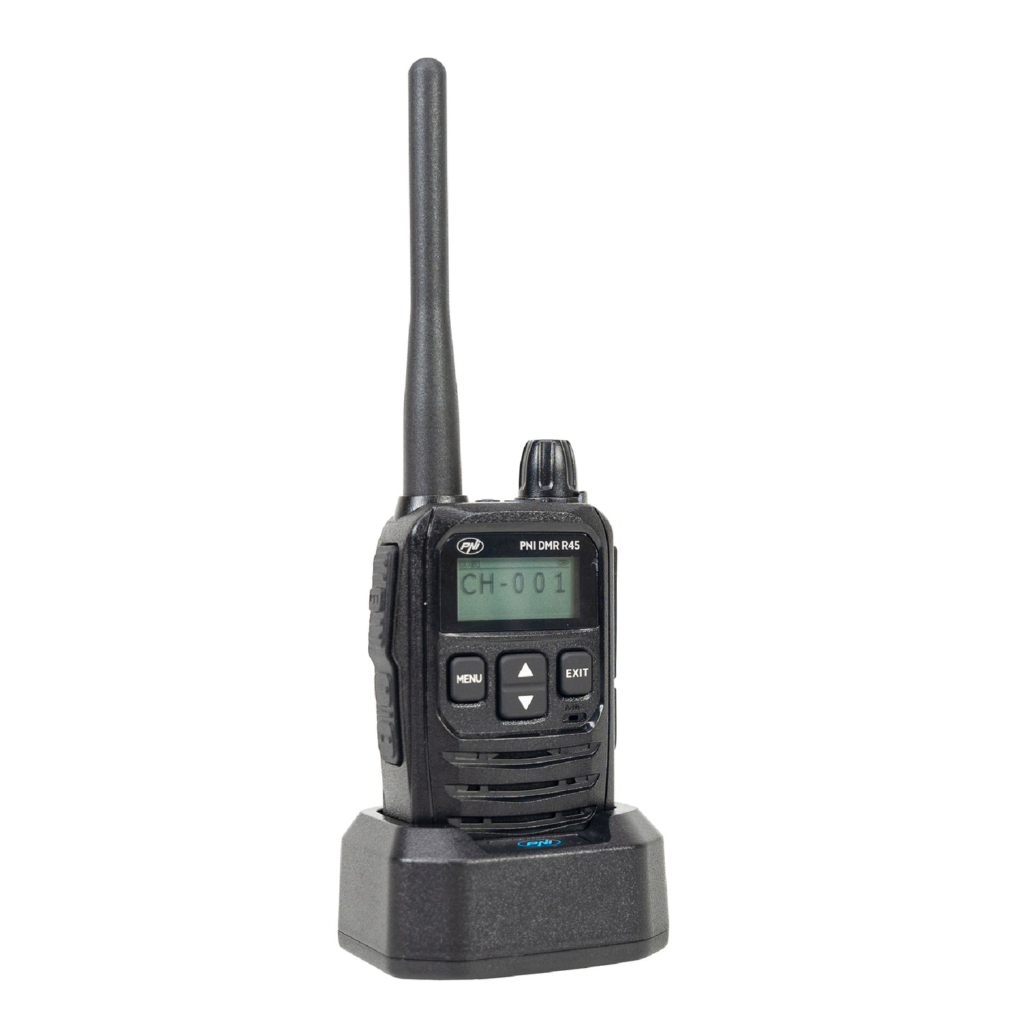 Statie radio portabila PNI DMR R45, digital si analogic, 446MHz, 16 canale digitale si 99 canale analogice, functie inregistrare voce, baterie Li-Ion 2000mAh