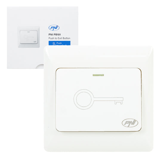 Intrerupator de acces incastrabil PNI PB101 contact iesire NO/COM, max. 36V 3A, alb