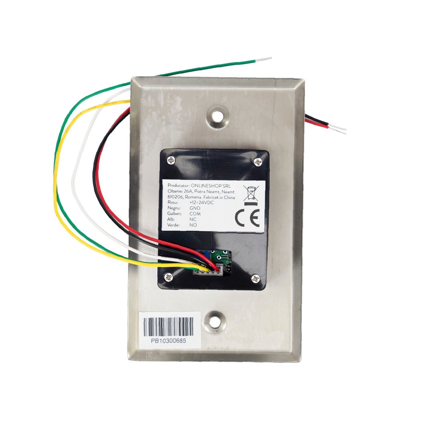 Intrerupator de acces incastrabil PNI PB103, fara atingere, NO/NC/COM, 12V/24V DC, LED stare, metalic, 5 fire