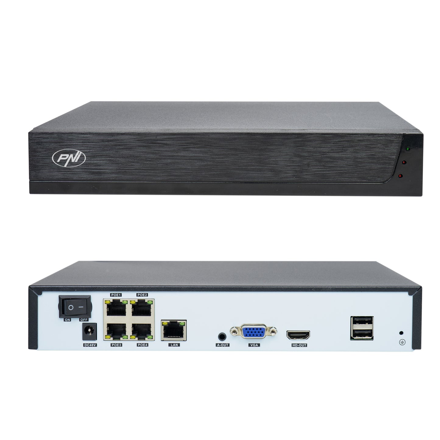 Kit supraveghere video PNI House IPMAX POE 3LR, NVR cu 4 porturi POE cu 4 camere cu IP 3MP, de exterior si HDD PNI SafeHouse 1TB inclus
