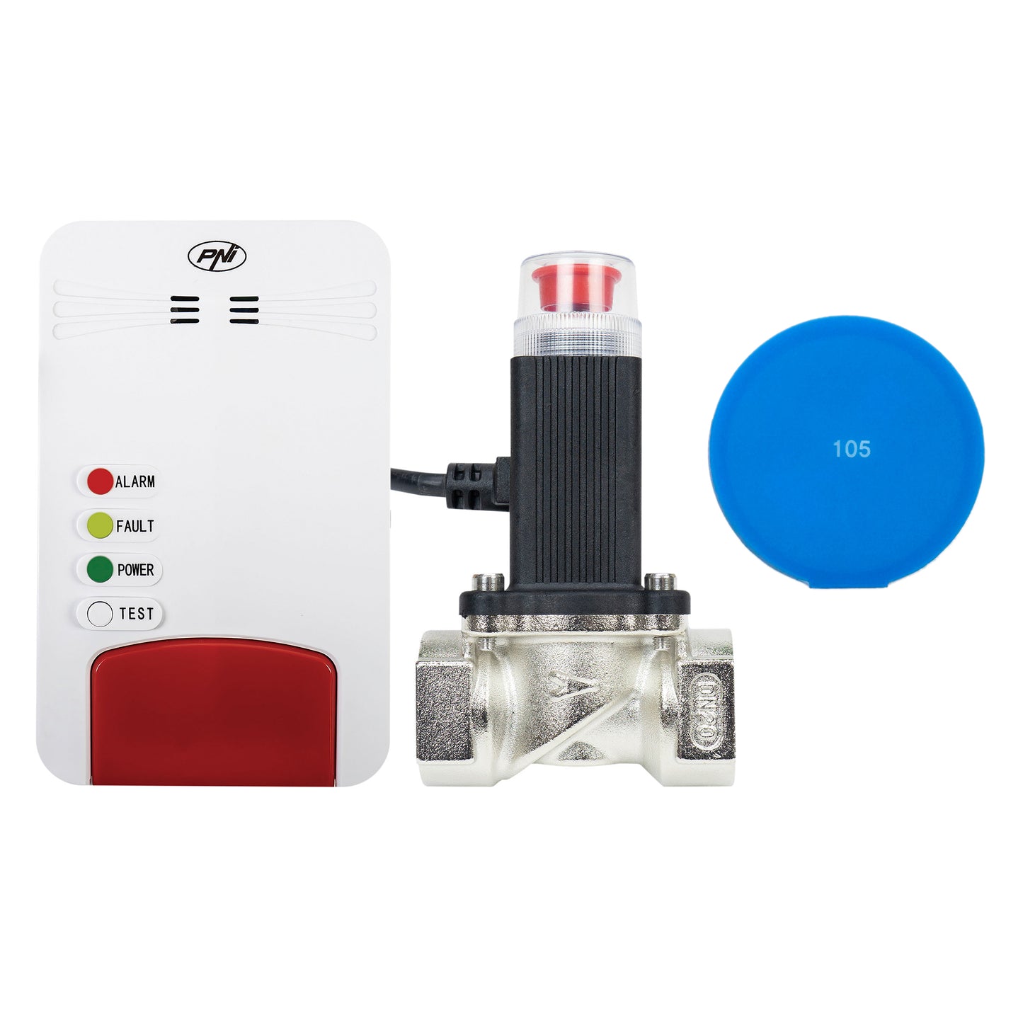 Pachet Kit senzor gaz inteligent si electrovalva PNI Safe House Smart Gas 300, WiFi, alertare sonora, aplicatie de mobil Tuya Smart cu sticky Pad Blue inclus