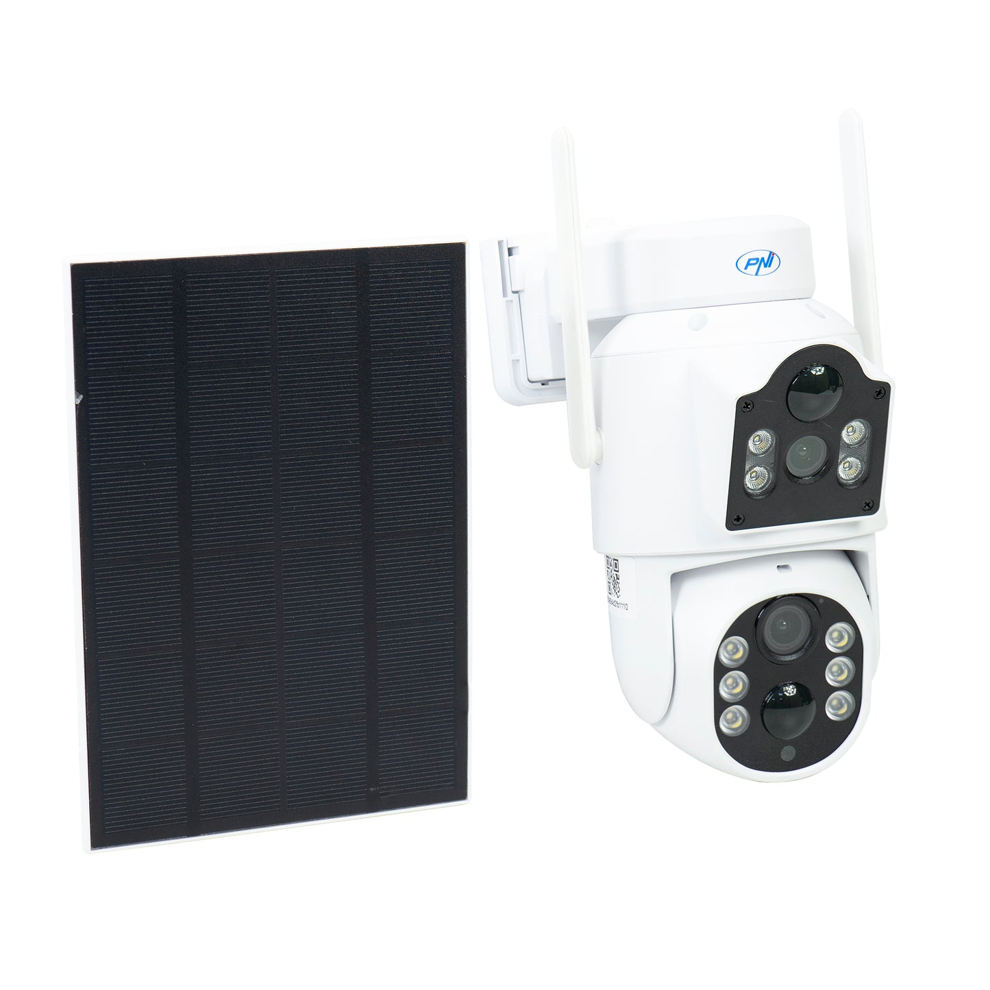 Pachet Camera supraveghere video PNI IP792, dual lens 2MP + 2MP, panou solar 3W si card de memorie MicroSD PNI 128GB inclus