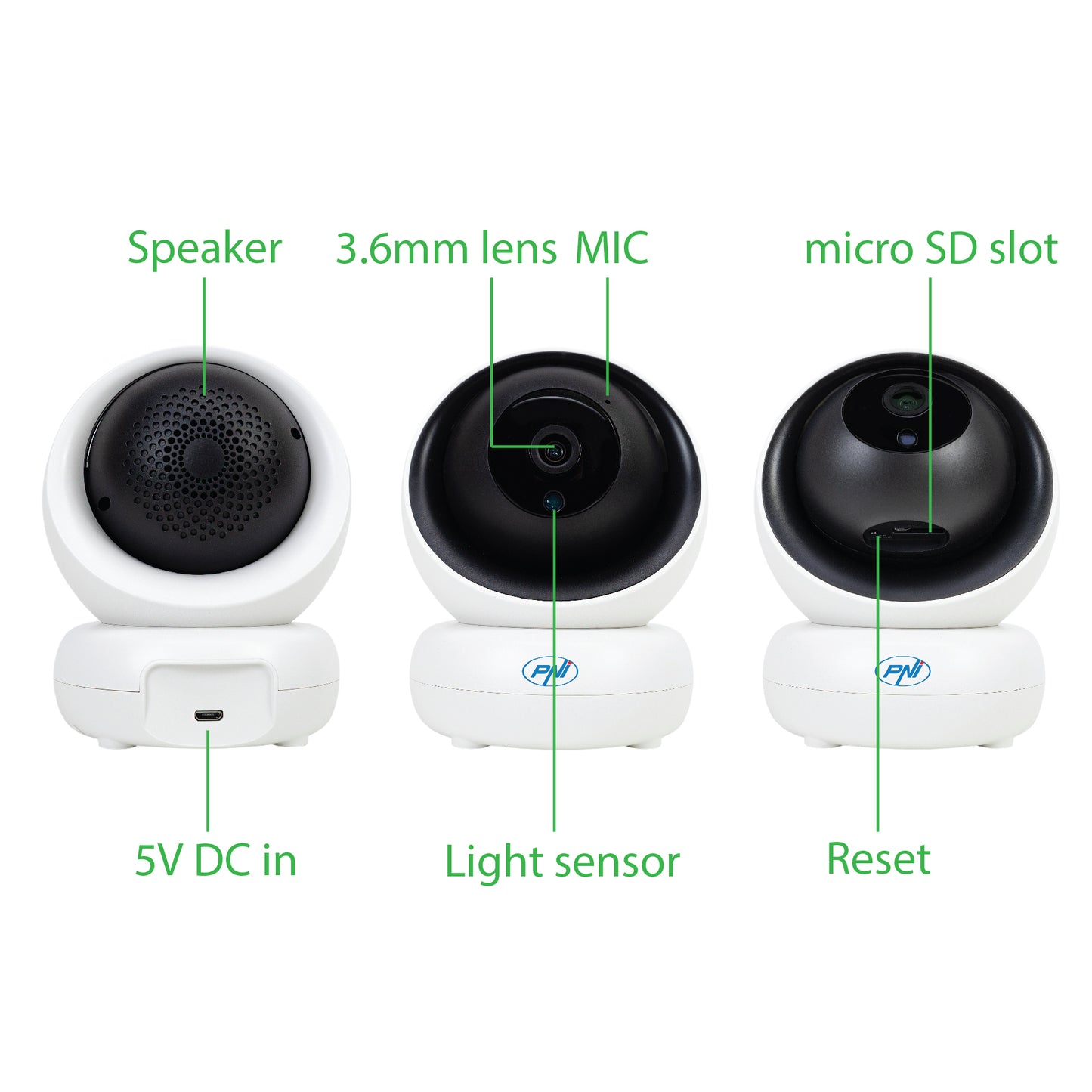 Pachet Camera supraveghere video PNI IP735 3Mp cu IP P2P + Card de memorie MicroSD PNI 128GB cu adaptor SD