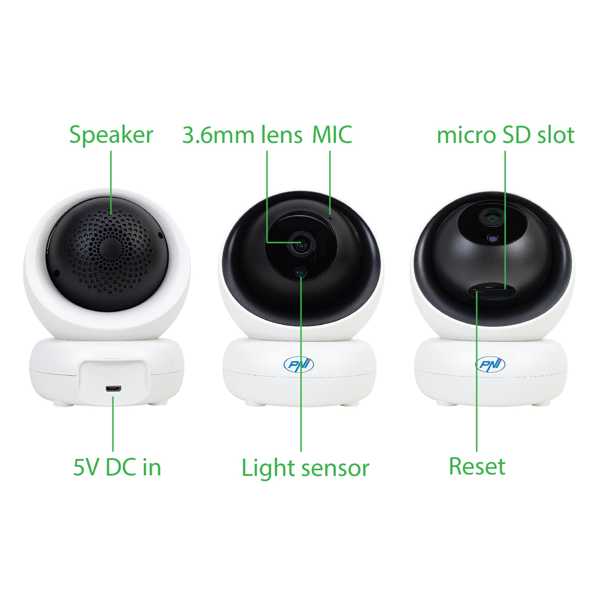 Pachet Camera supraveghere video PNI IP735 3Mp cu IP P2P + Card de memorie MicroSD PNI 128GB cu adaptor SD