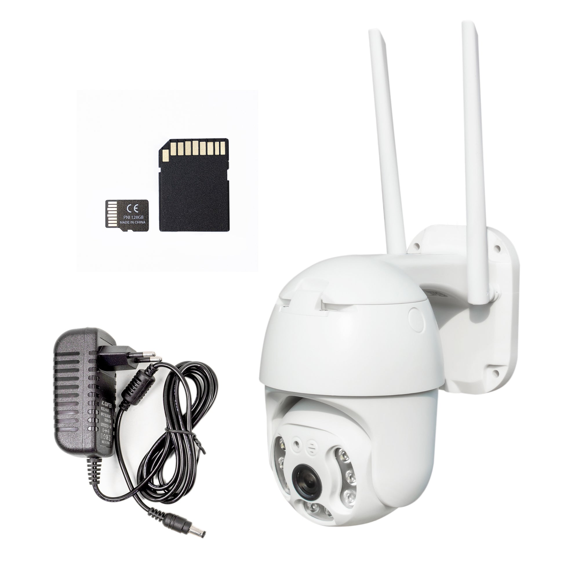 Pachet Camera supraveghere video PNI IP65 live PTZ 5MP, GSM 4G + Card de memorie MicroSD PNI 128GB cu adaptor SD