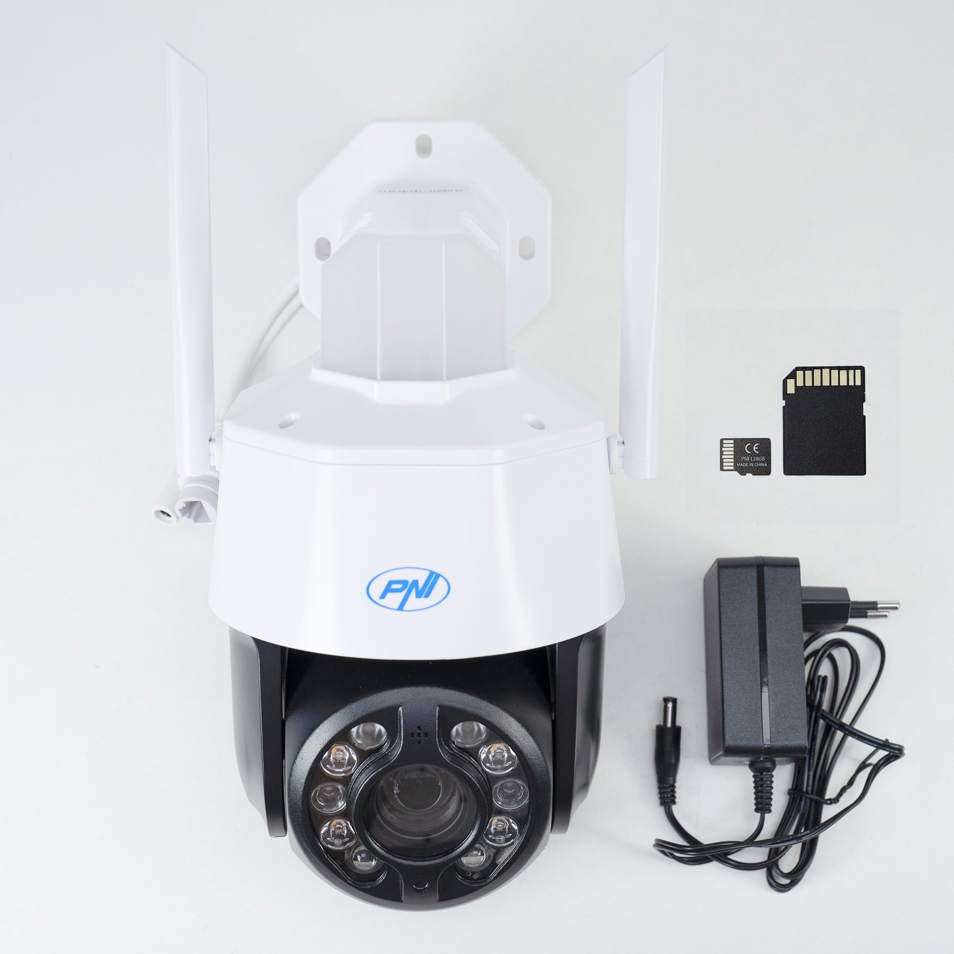 Pachet Camera supraveghere video PNI House IP575 5MP WiFi cu IP + Card de memorie MicroSD PNI 128GB cu adaptor SD