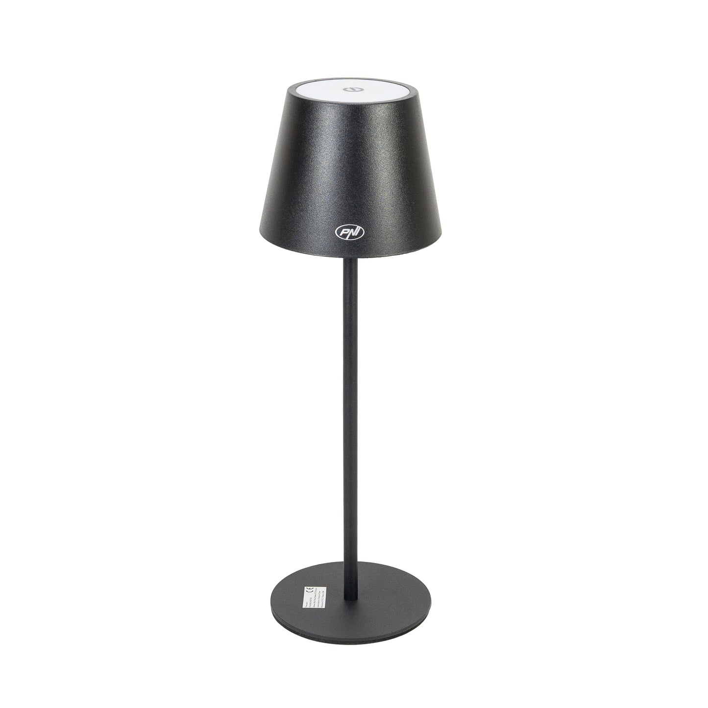 Lampa de restaurant PNI LT04B cu LED 2.5W, acumulator 1200 mAh, incarcare prin USB-C, 150 lumeni, lumina alba calda 3000K, buton tactil, dimabil, culoare Negru