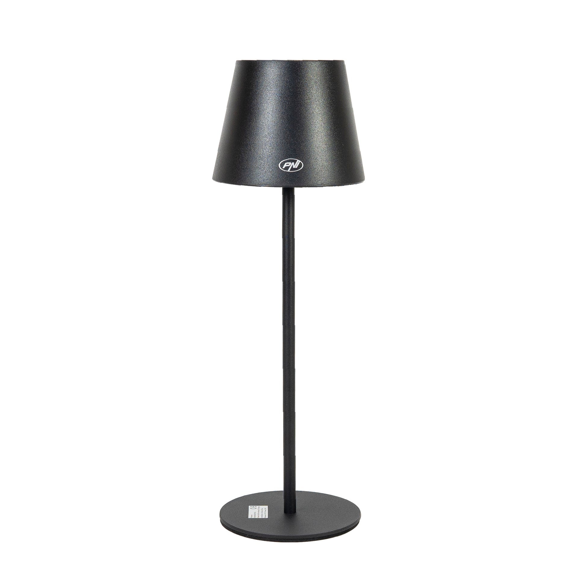 Lampa de restaurant PNI LT04B cu LED 2.5W, acumulator 1200 mAh, incarcare prin USB-C, 150 lumeni, lumina alba calda 3000K, buton tactil, dimabil, culoare Negru