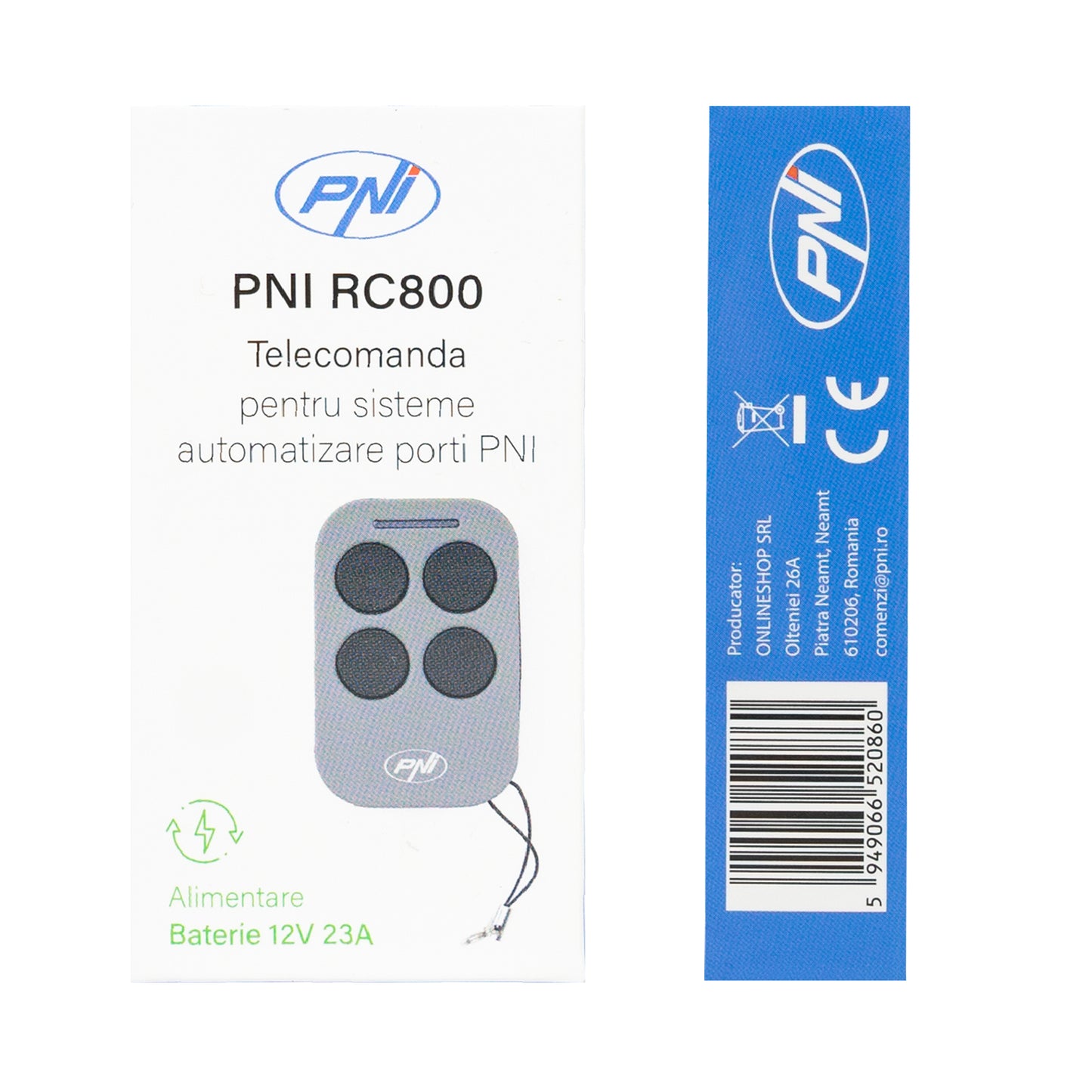Telecomanda suplimentara PNI RC800 pentru kit automatizare porti autoportante PNI AP800C si porti batante PNI MAB300