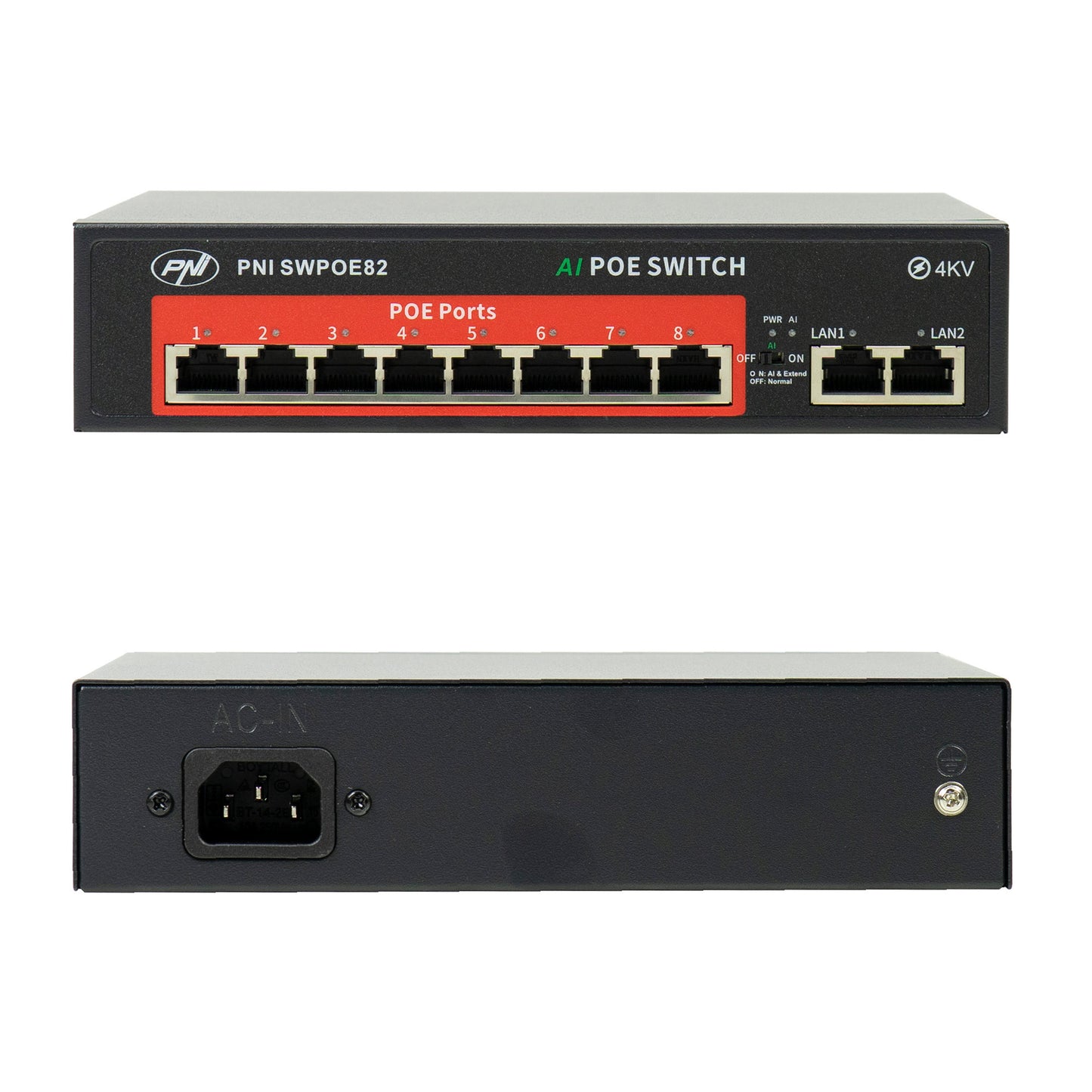 Pachet supraveghere video NVR POE PNI House IP716J, 16 camere PNI IP505J, 5MP, switch POE si cabluri UTP CAT6 incluse