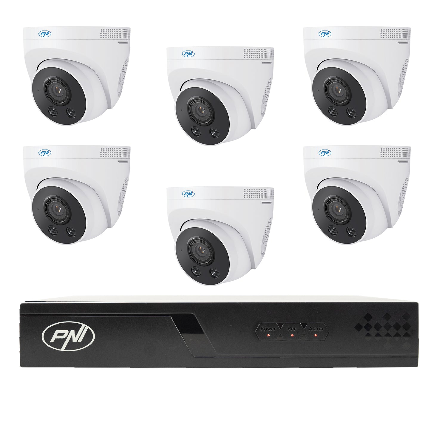 Pachet supraveghere video NVR POE PNI House IP716J, 6 camere PNI IP505J, 5MP si 6 cabluri UTP CAT6 20 metri incluse
