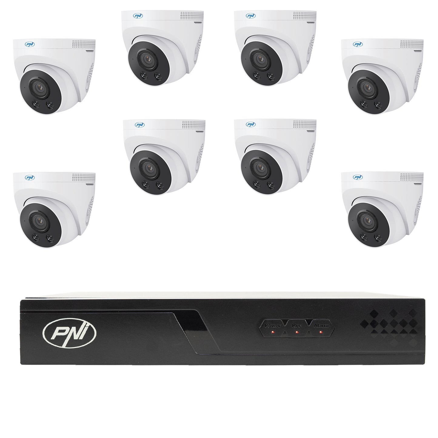 Pachet supraveghere video NVR POE PNI House IP716J, 8 camere PNI IP505J, 5MP si cabluri UTP CAT6 20 metri incluse