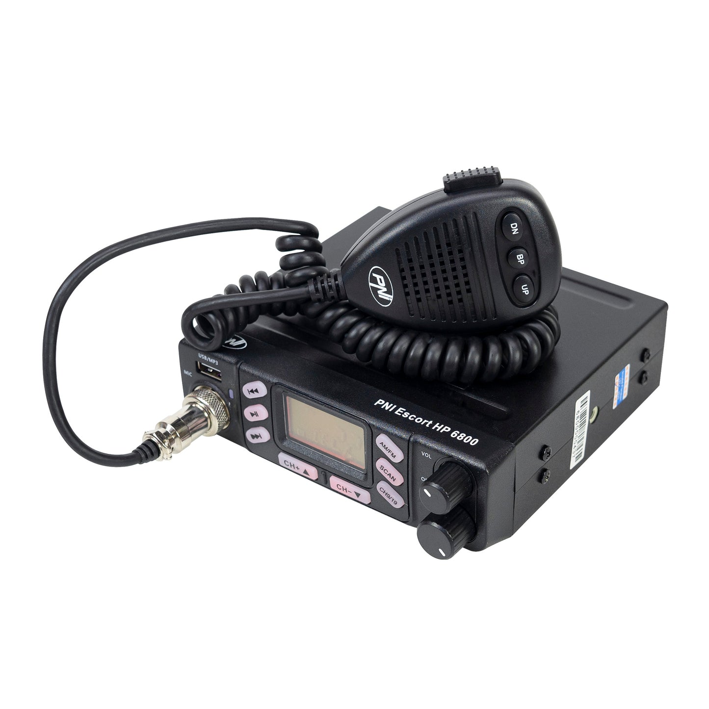 Statie radio CB PNI Escort HP 6800 ASQ, 12/24 V, MP3 player, mufa USB, 4W, AM-FM, mufa de bricheta inclusa