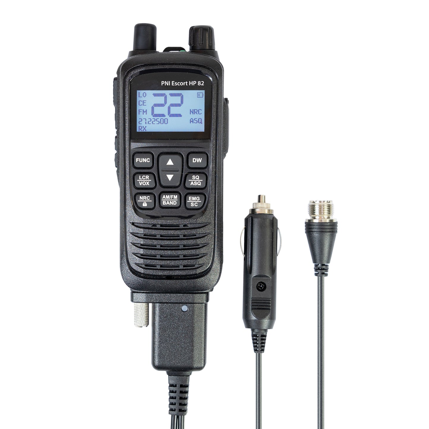 Kit Statie radio CB portabila PNI Escort HP 82, multi standard, 4W, 12V, AM-FM si antena CB PNI S75, 75cm, cu magnet inclus