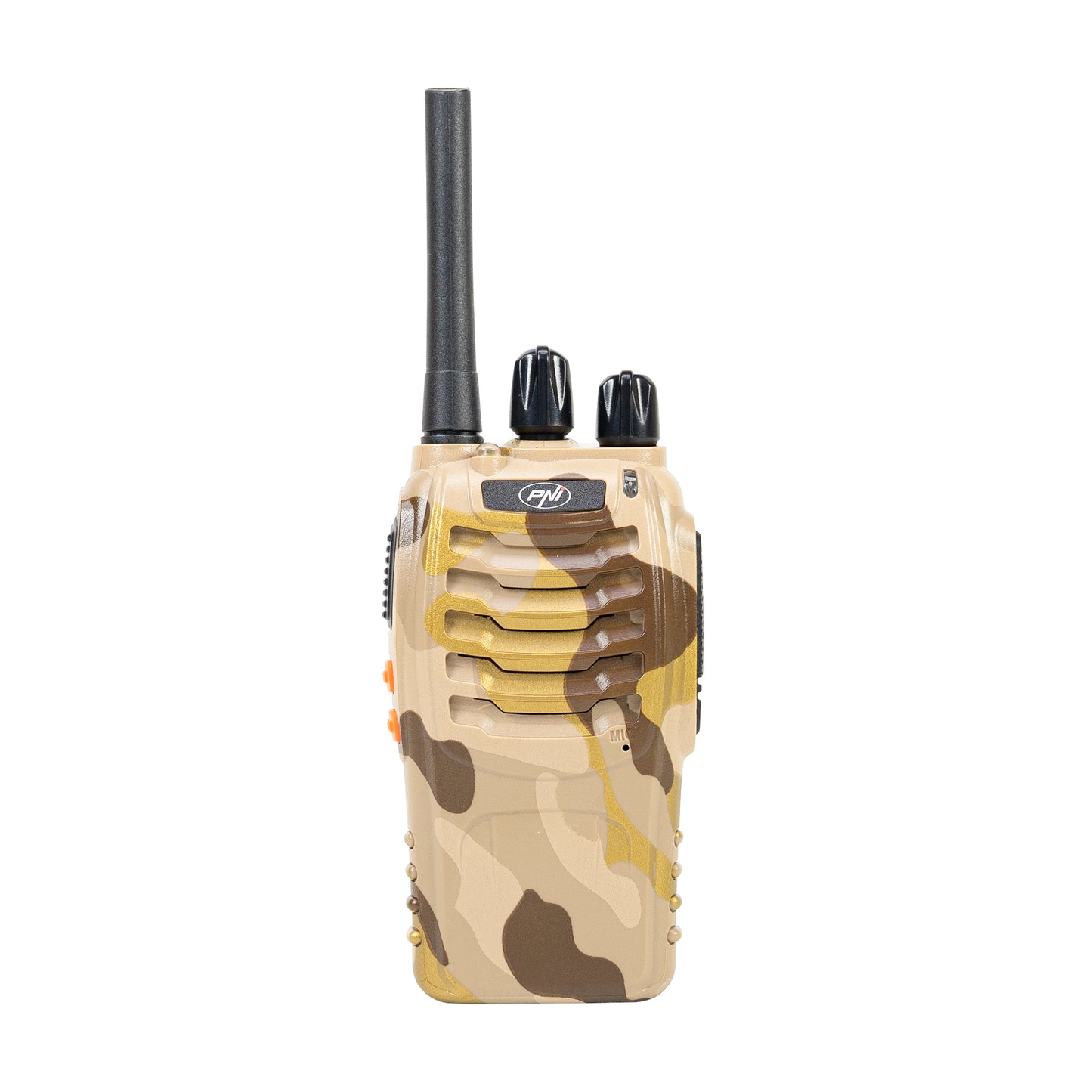 Statie radio portabila PNI PMR R40 Camo, set cu 2 buc, 0.5W, 16 canale programabile, 16 PMR si tonuri 50 CTCSS si 104 DCS, ASQ, TOT, monitor, programabila, acumulatori 1200mAh, incarcatoare si casti incluse
