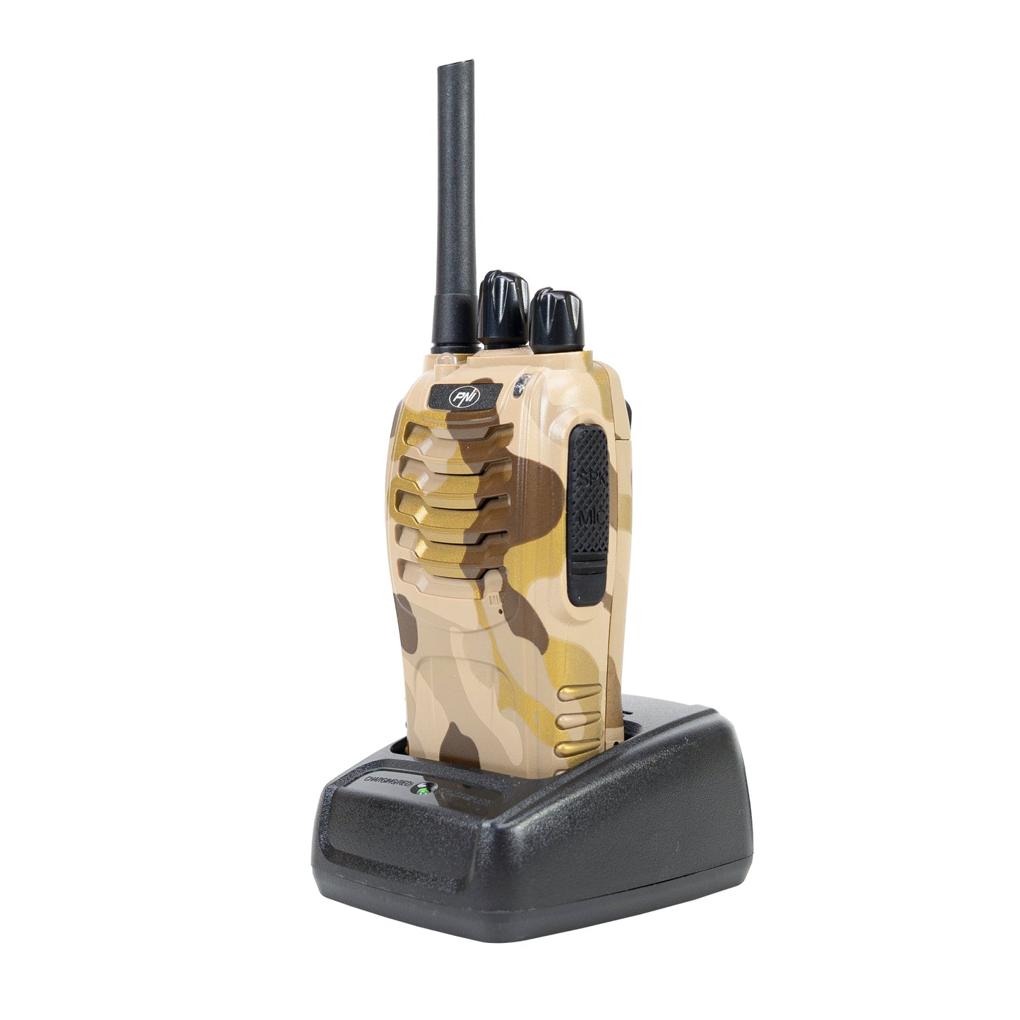Statie radio portabila PNI PMR R40 Camo, set cu 2 buc, 0.5W, 16 canale programabile, 16 PMR si tonuri 50 CTCSS si 104 DCS, ASQ, TOT, monitor, programabila, acumulatori 1200mAh, incarcatoare si casti incluse