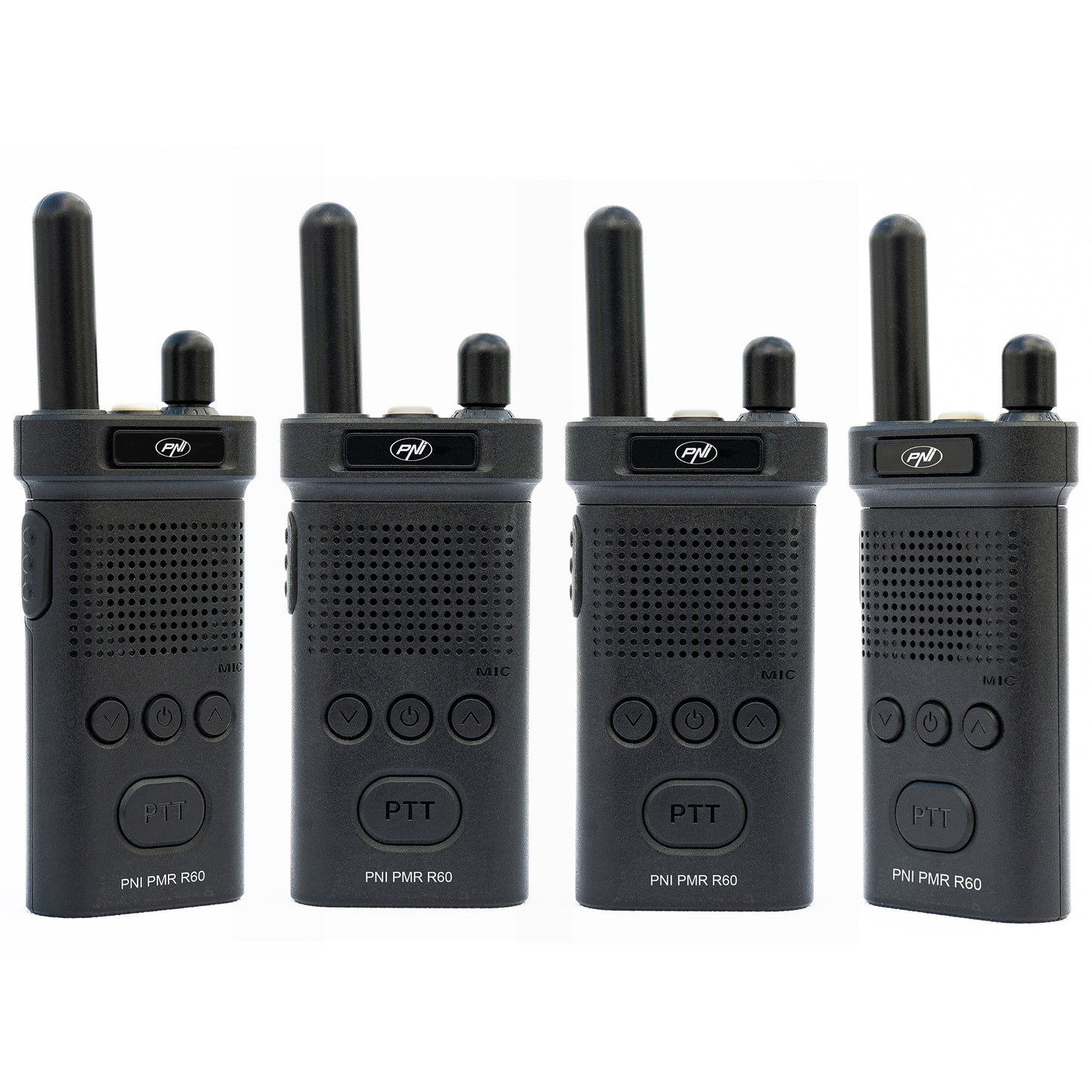 Kit 4 statii radio portabile PNI PMR R60 446MHz, 0.5W, 16 canale programabile, 16 PMR si tonuri 50 CTCSS si 104 DCS, Scan, blocare taste, SOS, Monitor, acumulator 1200mAh