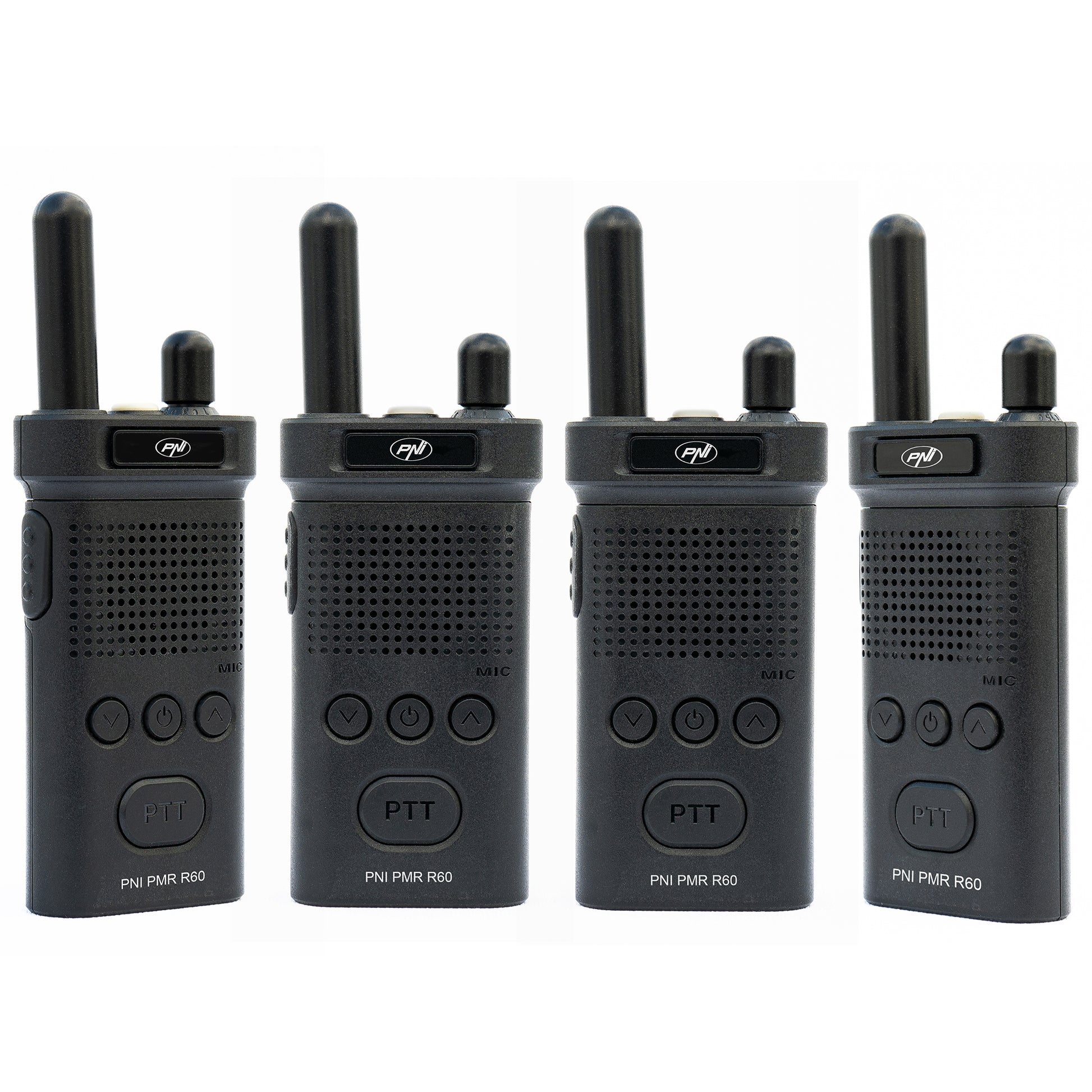 Kit 4 statii radio portabile PNI PMR R60 446MHz, 0.5W, 16 canale programabile, 16 PMR si tonuri 50 CTCSS si 104 DCS, Scan, blocare taste, SOS, Monitor, acumulator 1200mAh