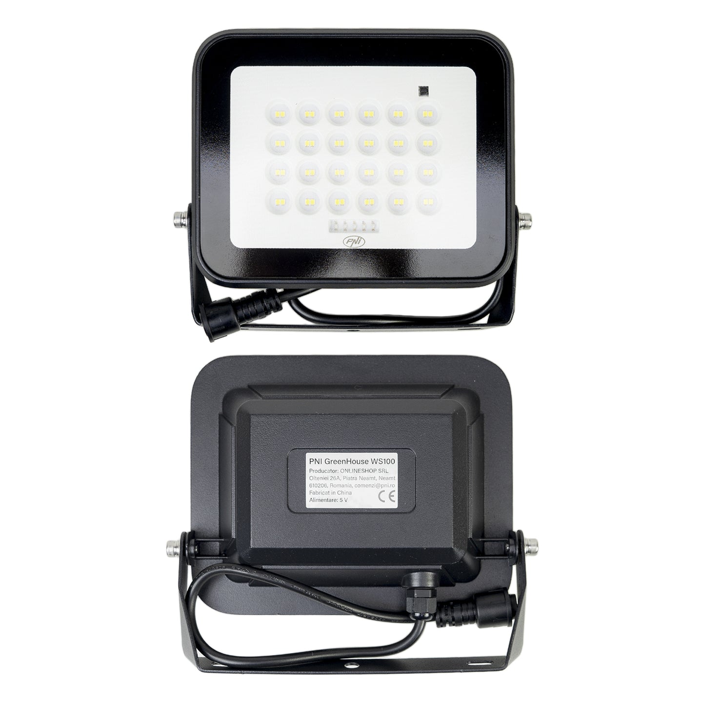 Reflector LED PNI GreenHouse WS100 100W cu panou solar, acumulator 10000mAh, telecomanda, timing si luminozitate reglabila, 6500 K, IP65