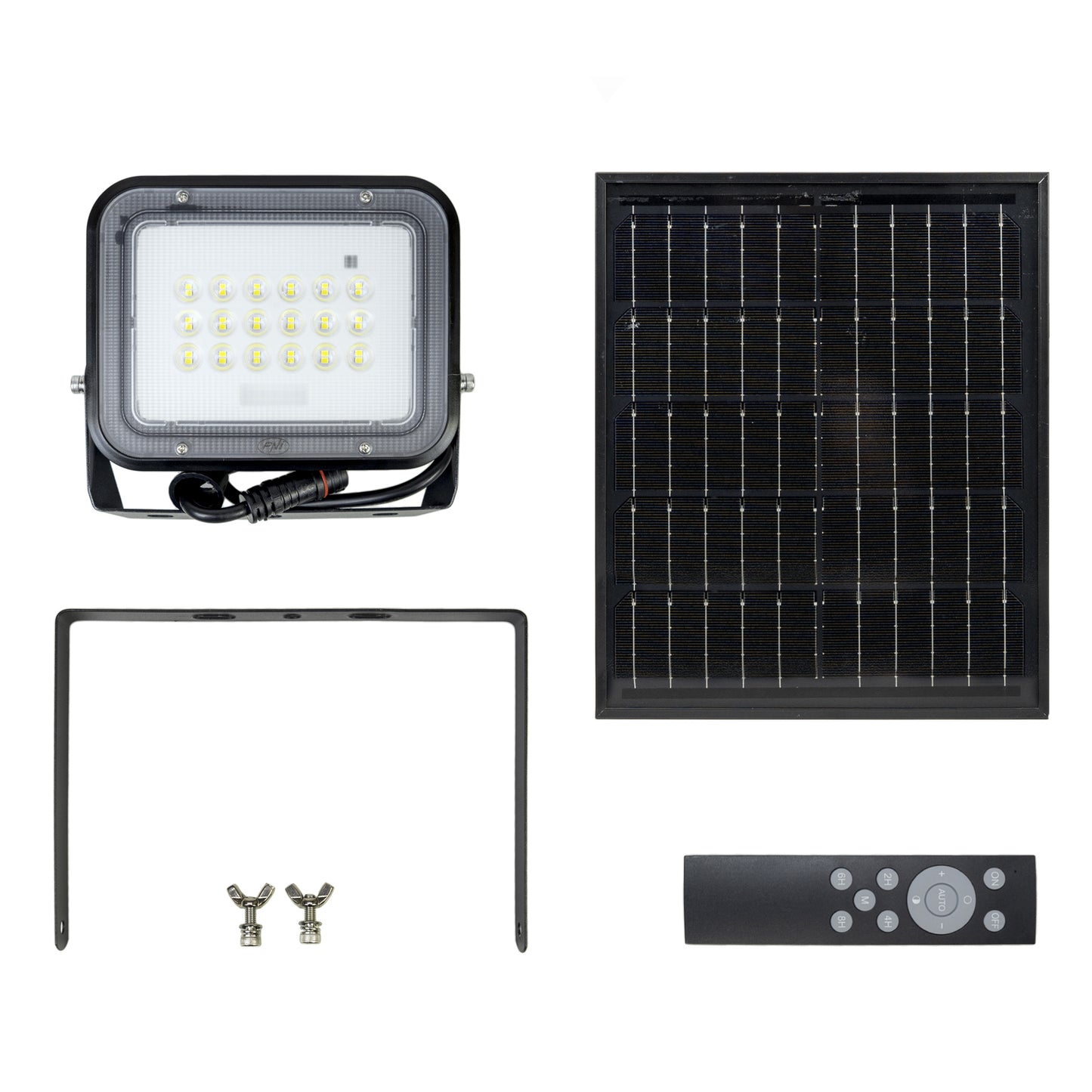 Reflector LED PNI GreenHouse WS50 50W cu panou solar, acumulator 6000mAh, telecomanda, timing si luminozitate reglabila, 6500 K, IP65