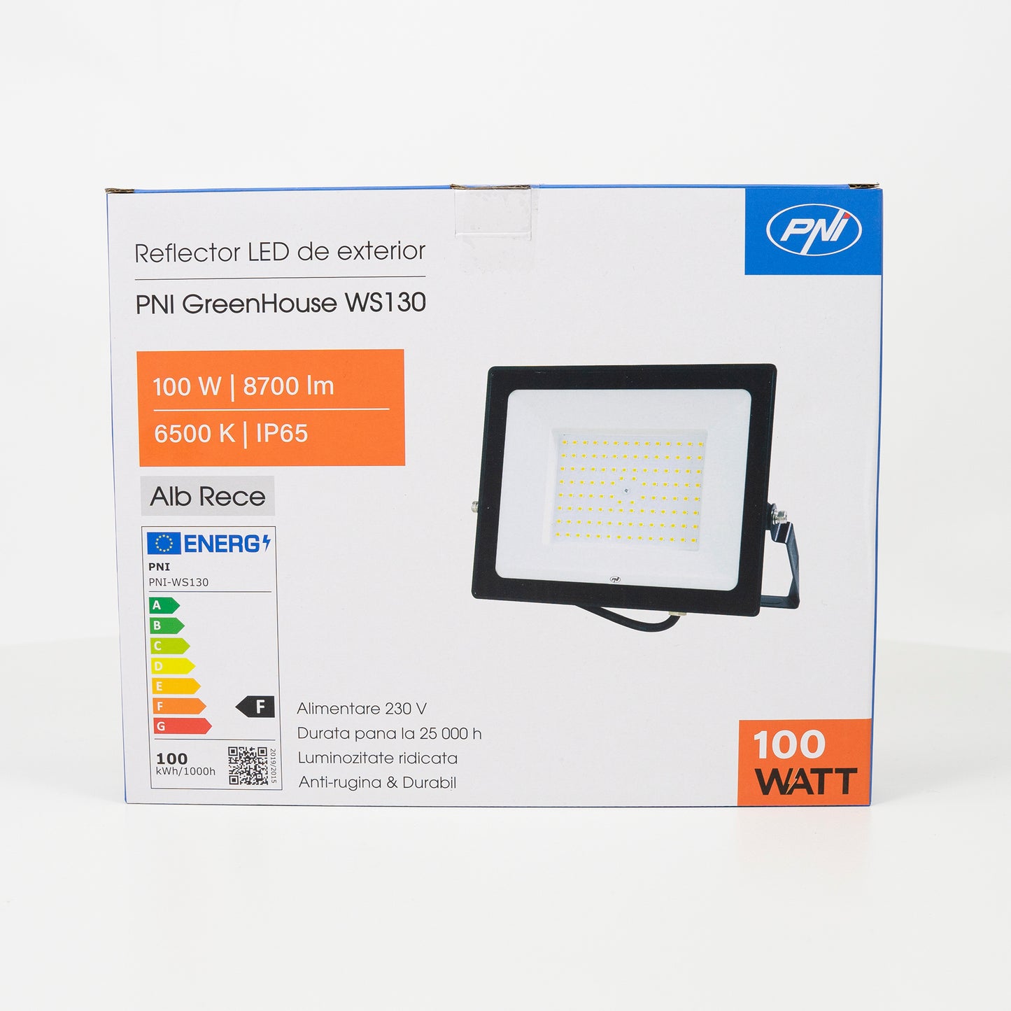 Reflector LED PNI GreenHouse WS130 100 W, alimentare 230 V, 8700 lm, 6500 K, IP65