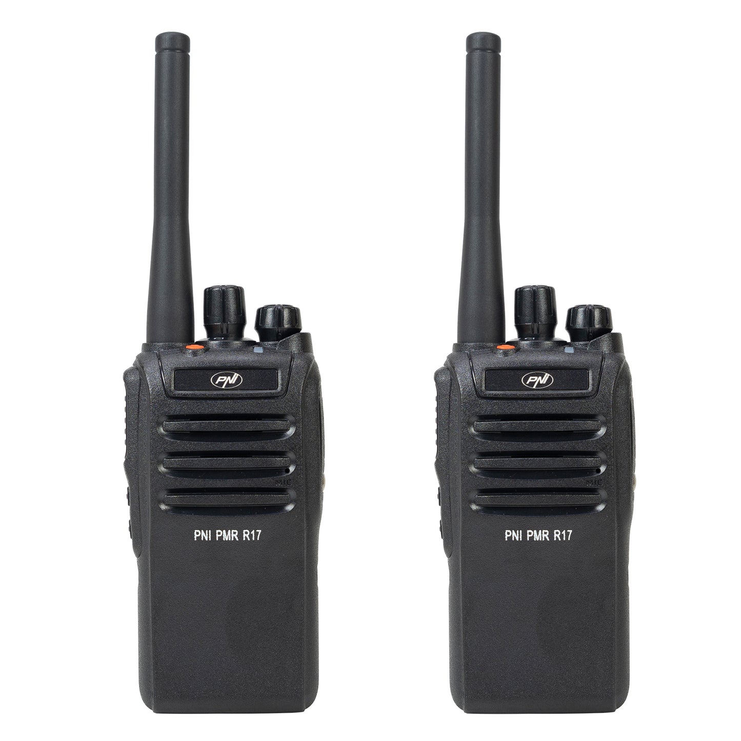 Kit 2 statii radio portabile PNI PMR R17 446MHz, 0.5W, 16 canale PMR si tonuri 50 CTCSS si 104 DCS, programabila, Li-Ion 2200 mAh, IP68