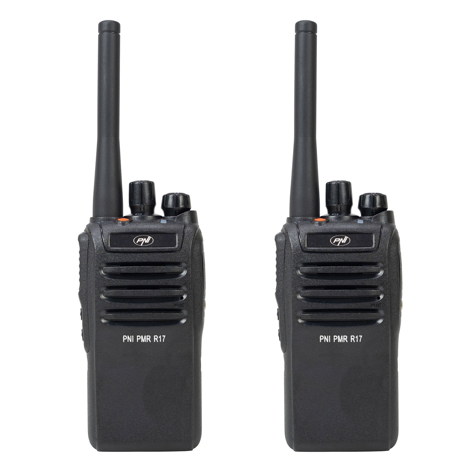 Kit 2 statii radio portabile PNI PMR R17 446MHz, 0.5W, 16 canale PMR si tonuri 50 CTCSS si 104 DCS, programabila, Li-Ion 2200 mAh, IP68