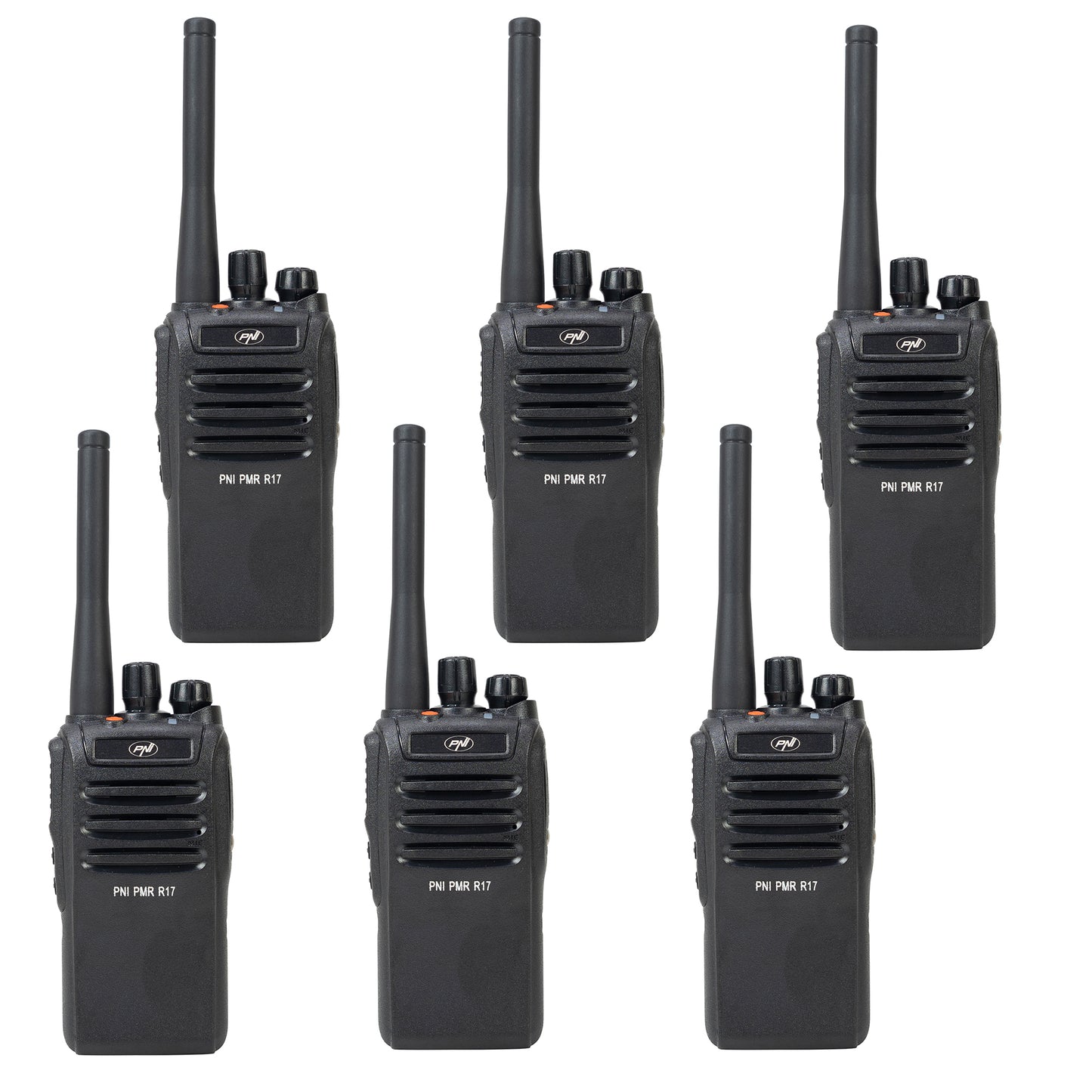 Kit 6 statii radio portabile PNI PMR R17 446MHz, 0.5W, 16 canale PMR si tonuri 50 CTCSS si 104 DCS, programabila, Li-Ion 2200 mAh, IP68