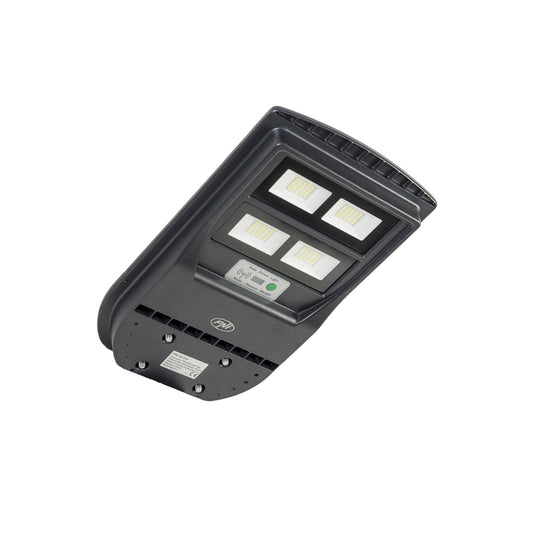 Lampa de iluminat stradal PNI SL210 6.5W, cu panou solar incorporat 10W, 6500K, 1000lm, 2 x acumulator 10Ah incorporat, senzor de miscare cu microunde