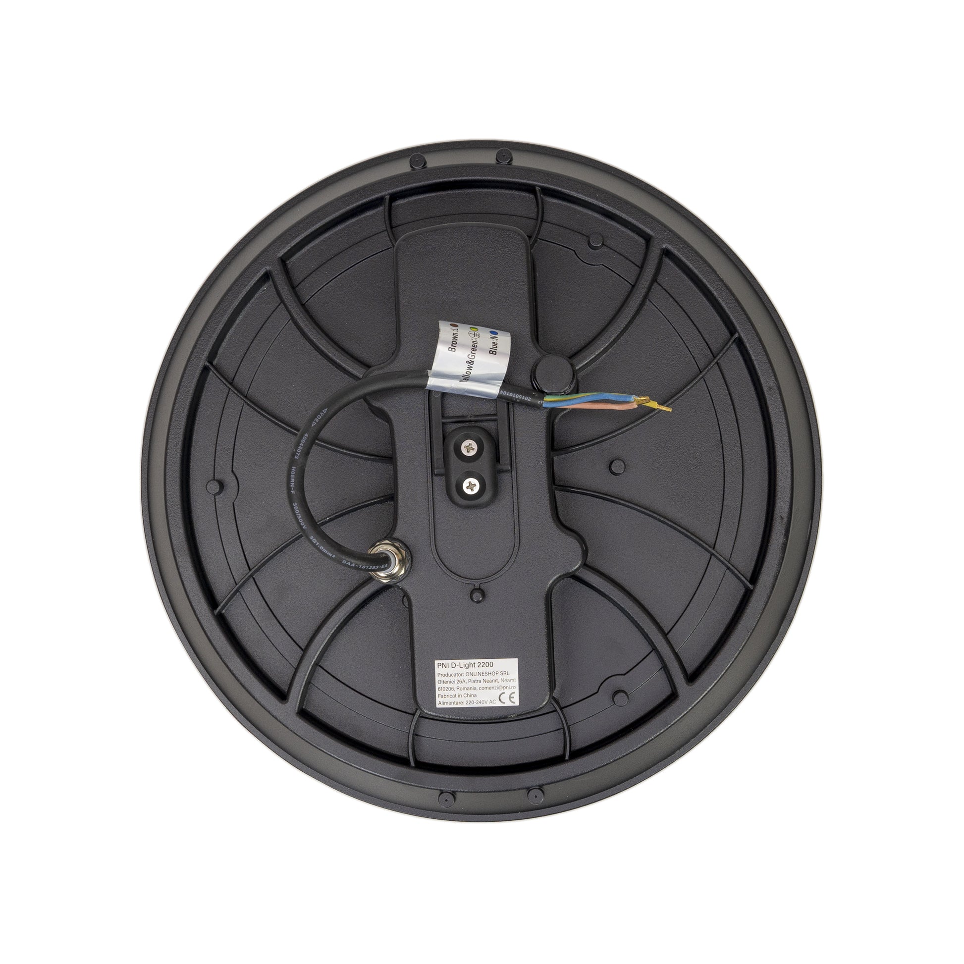 Lampa LED PNI D-Light 2200 tip High Bay, 200W, 27000lm, rotunda 32 cm, 6500K, alimentare 230 V, IP65, pentru iluminat industrial in spatii cu inaltime mare