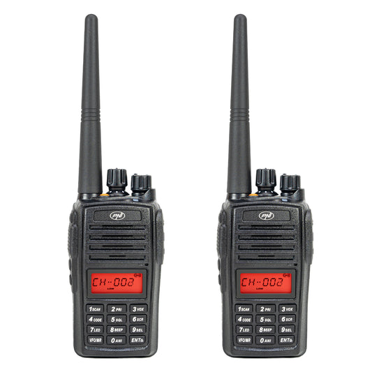 Kit 2 statii radio portabile PNI PMR R18, 446MHz, 0.5W, 128 canale, 16 PMR si tonuri 50 CTCSS si 104 DCS, Radio FM, programabila, Waterproof IP67