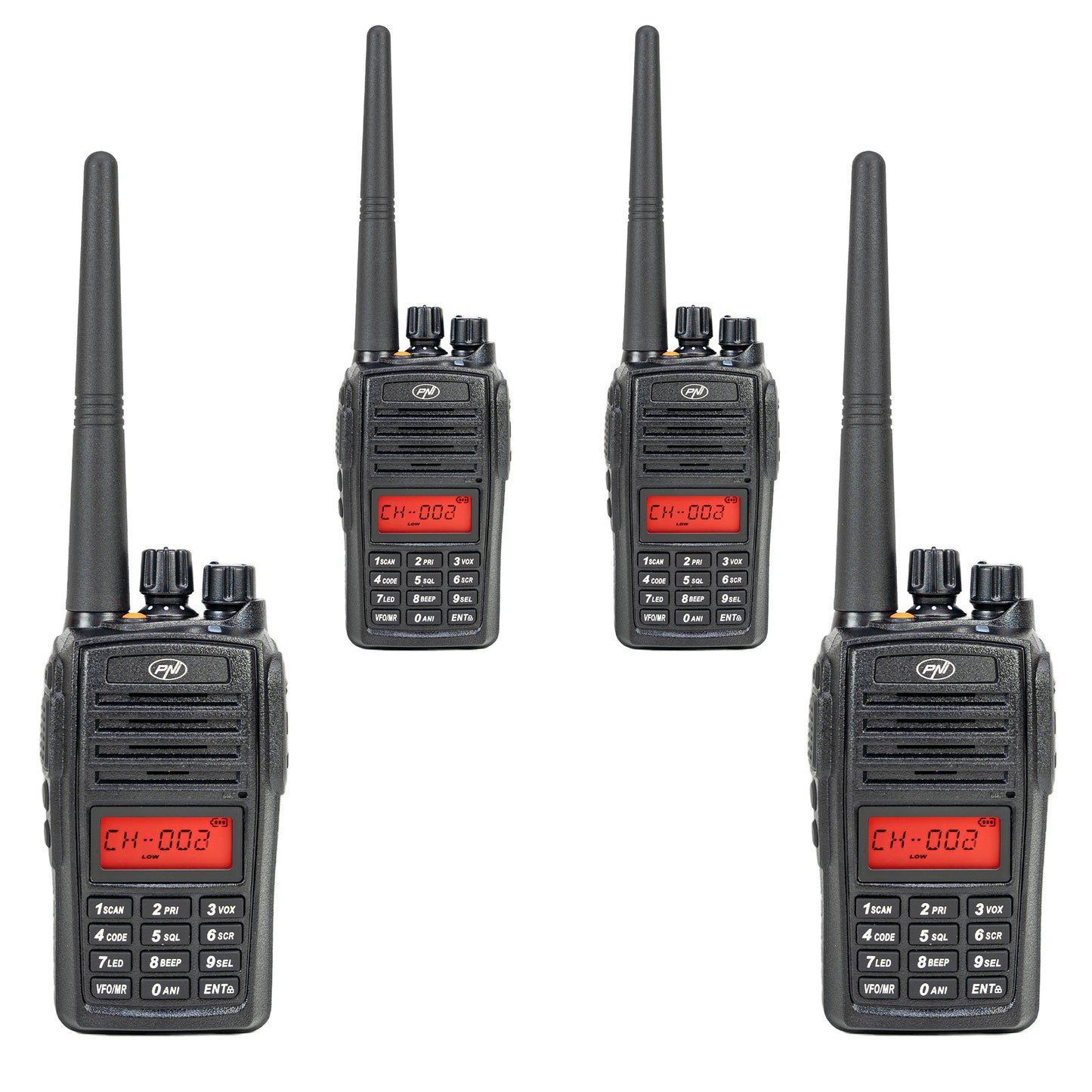 Kit 4 statii radio portabile PNI PMR R18, 446MHz, 0.5W, 128 canale, 16 PMR si tonuri 50 CTCSS si 104 DCS, Radio FM, programabila, Waterproof IP67
